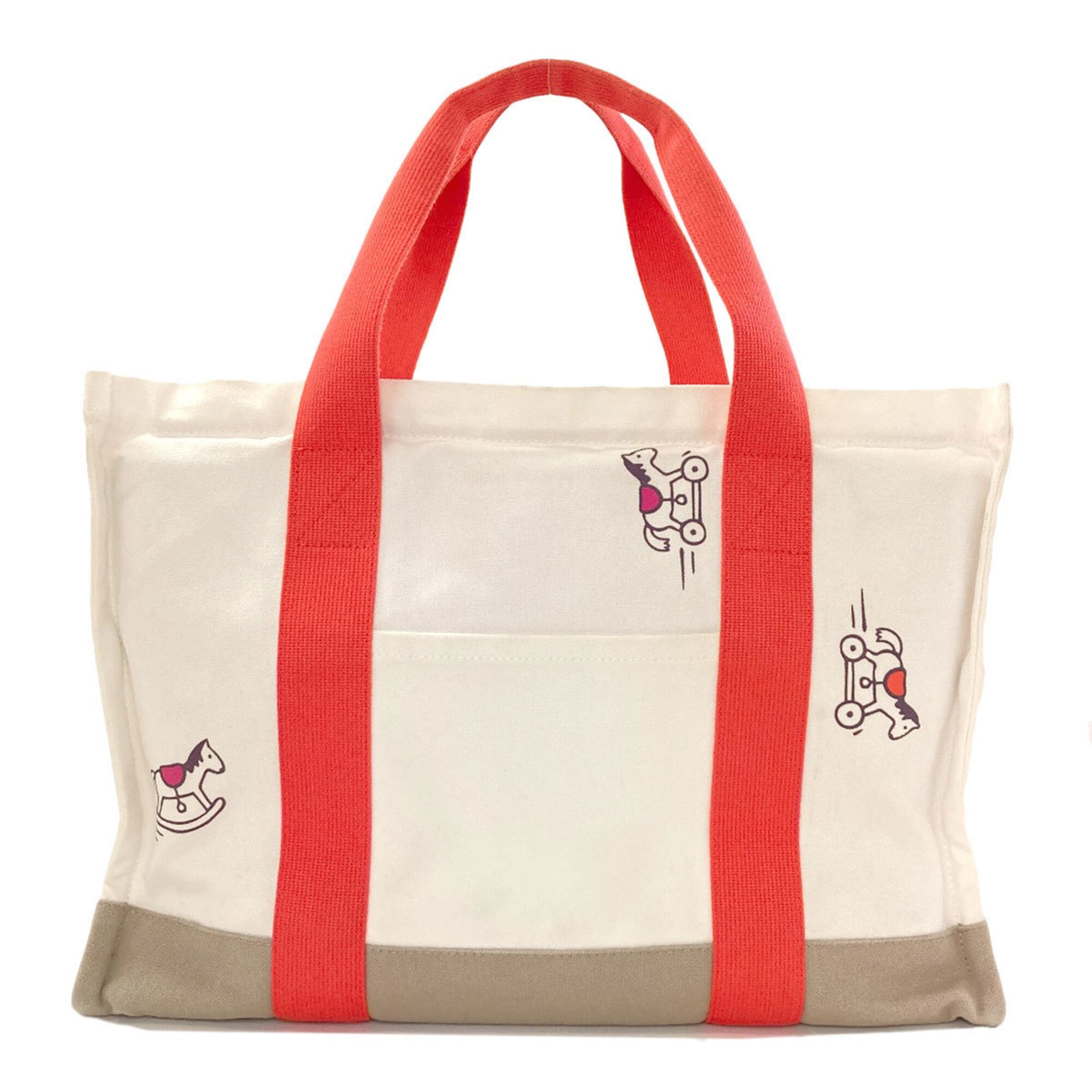 Hermes White Canvas Pouch Tote Bag (Pre-Owned)