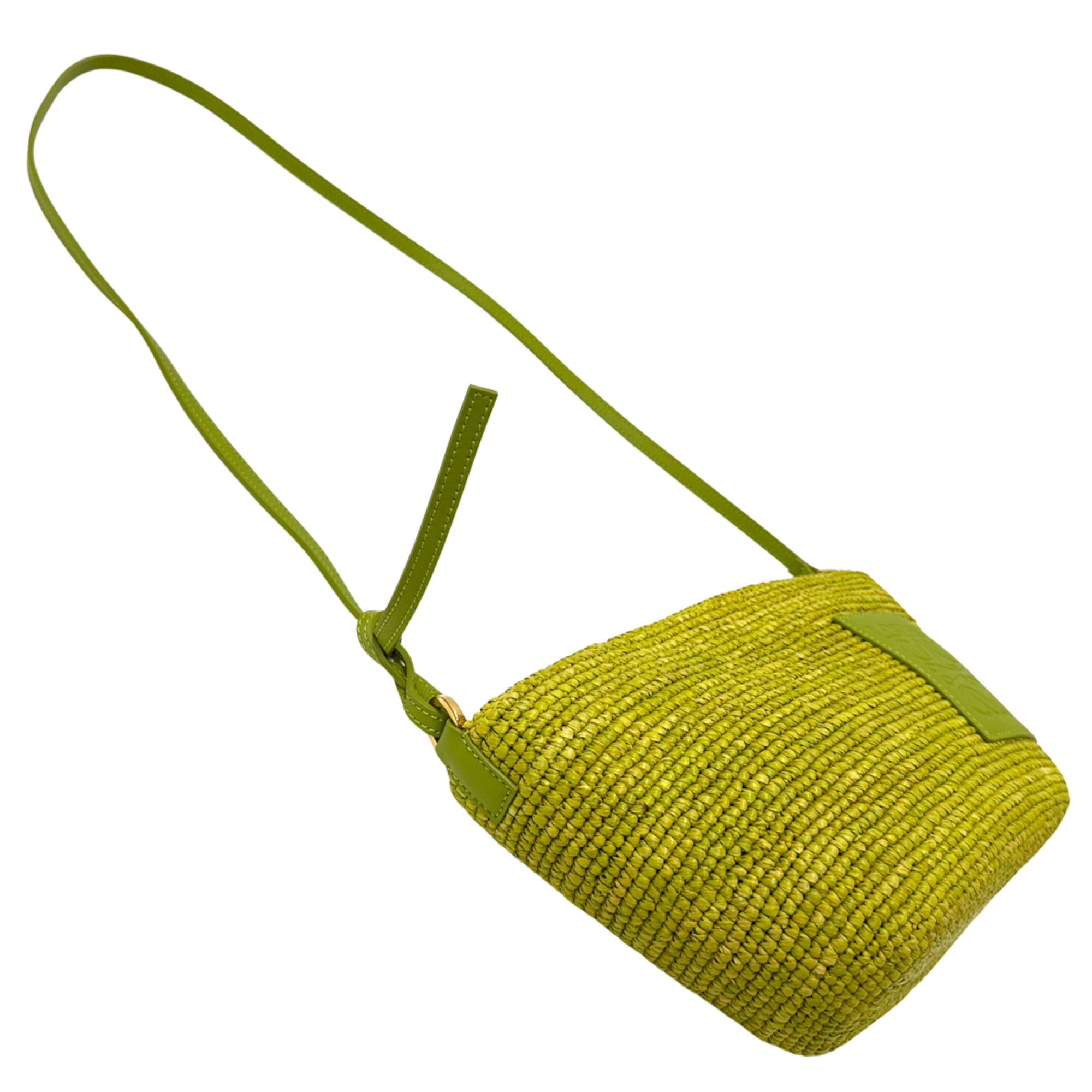 Loewe Green Raffia Leather Handbag Shoulder Bag (Pre-Owned)
