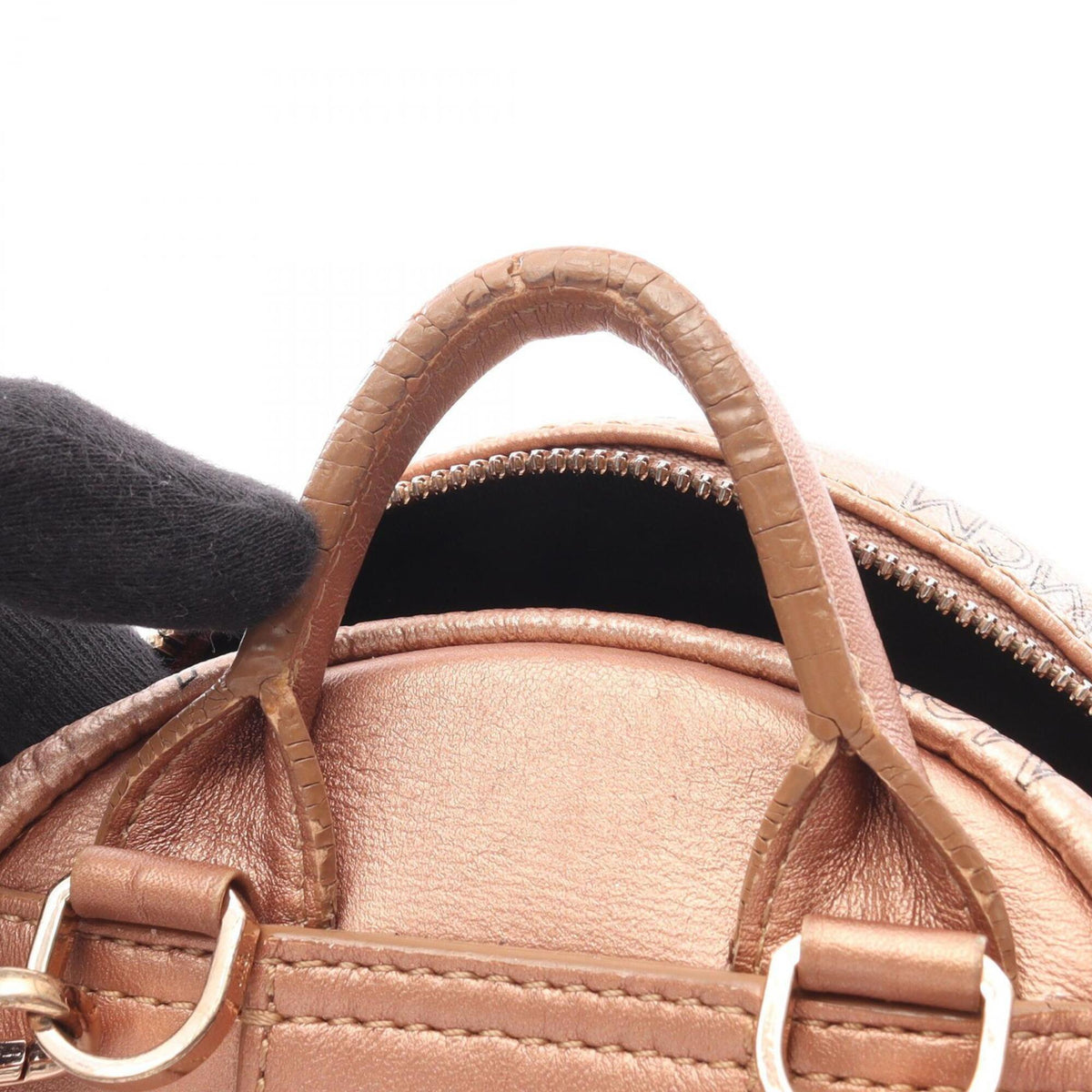 Mcm Gold Coated Canvas Backpack Handbag (Pre-Owned)