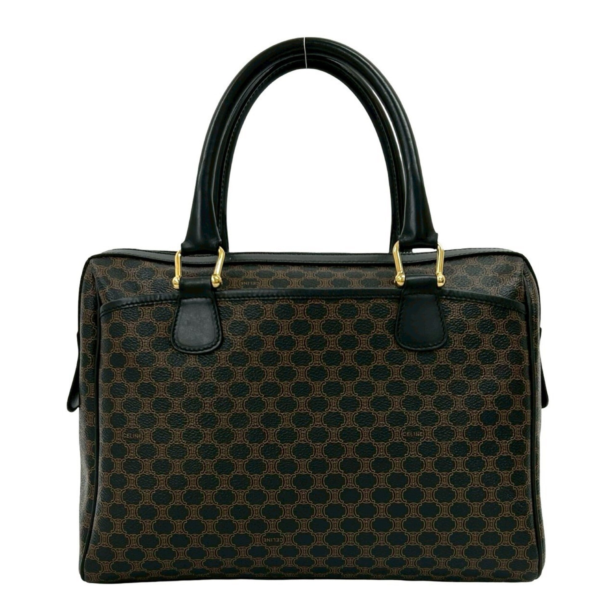 Celine Black Brown Leather Pvc Boston Bag Handbag (Pre-Owned)