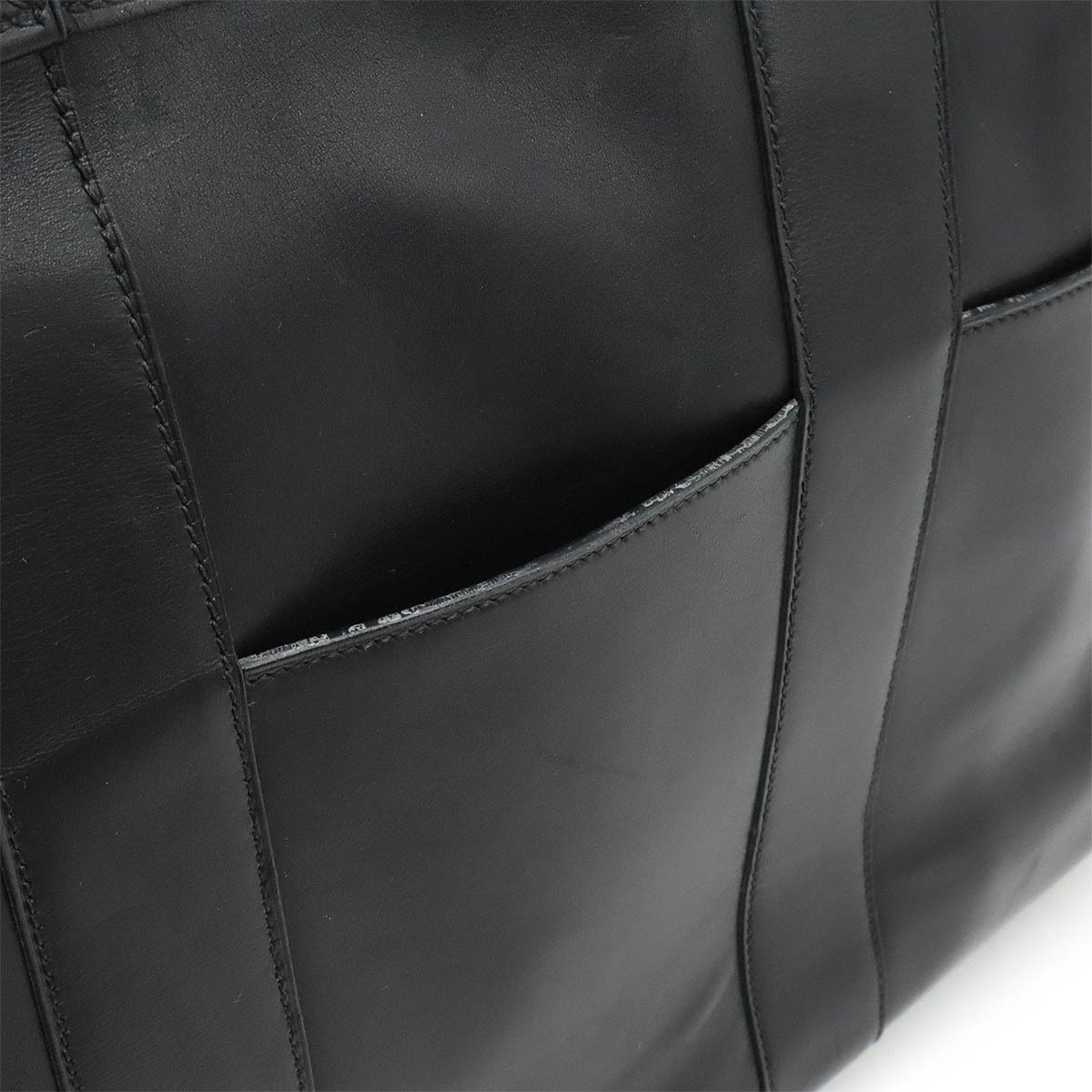 Hermes Fourre Tout Black Leather Handbag Tote Bag (Pre-Owned)