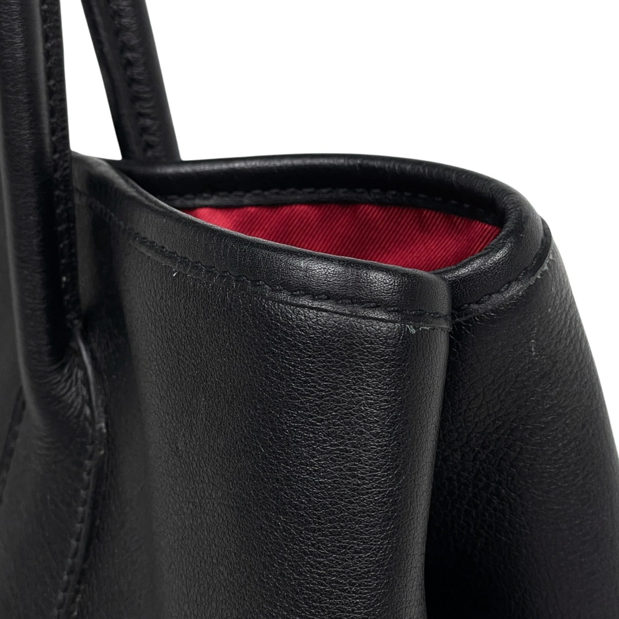Hermes Garden Black Swift Leather Handbag Tote Bag (Pre-Owned)