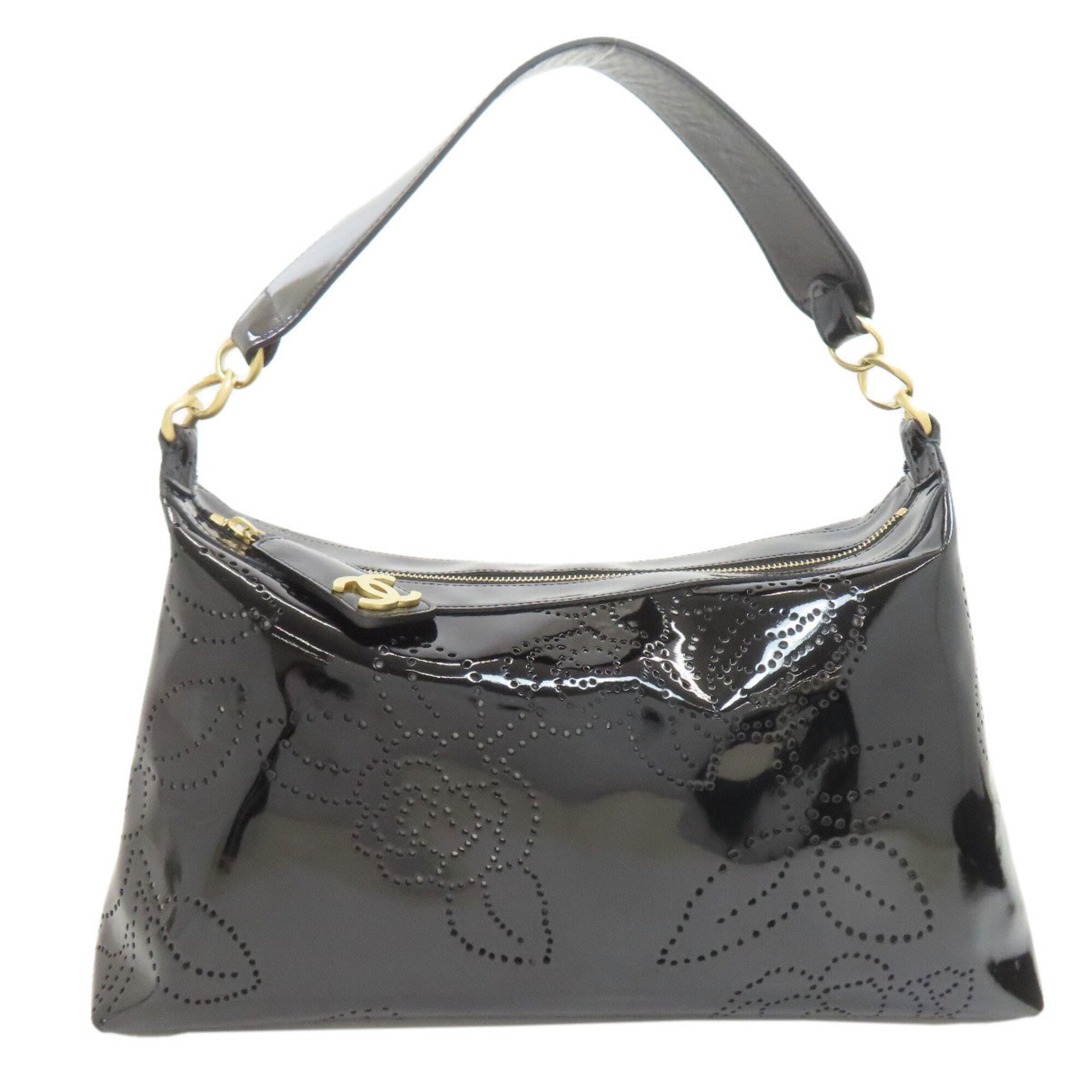 Chanel Camellia Black Leather Shoulder Bag (Pre-Owned)