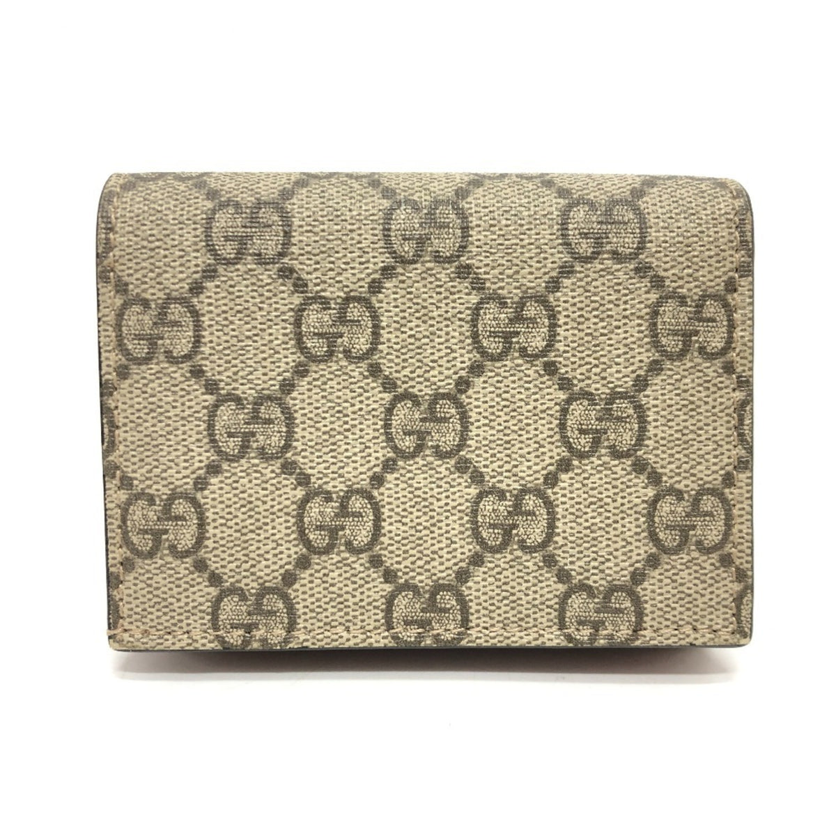 Gucci Beige Red Color Gg Supreme Canvas Wallet (Bi-Fold) (Pre-Owned)