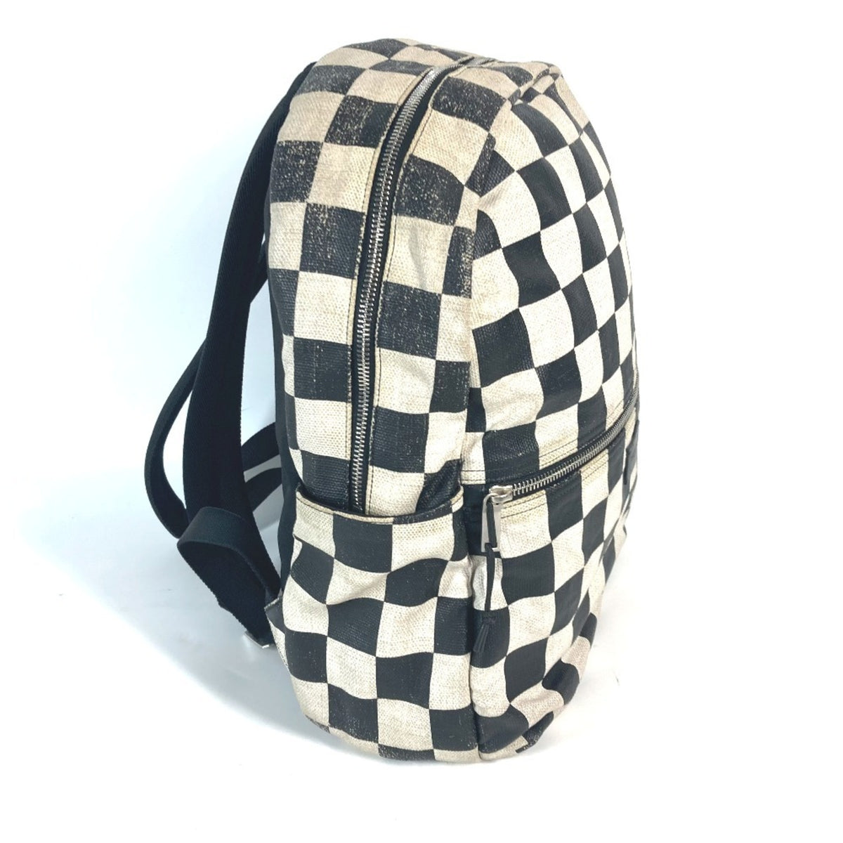 Saint Laurent Beige Black Coated Canvas Leather Backpack (Pre-Owned)