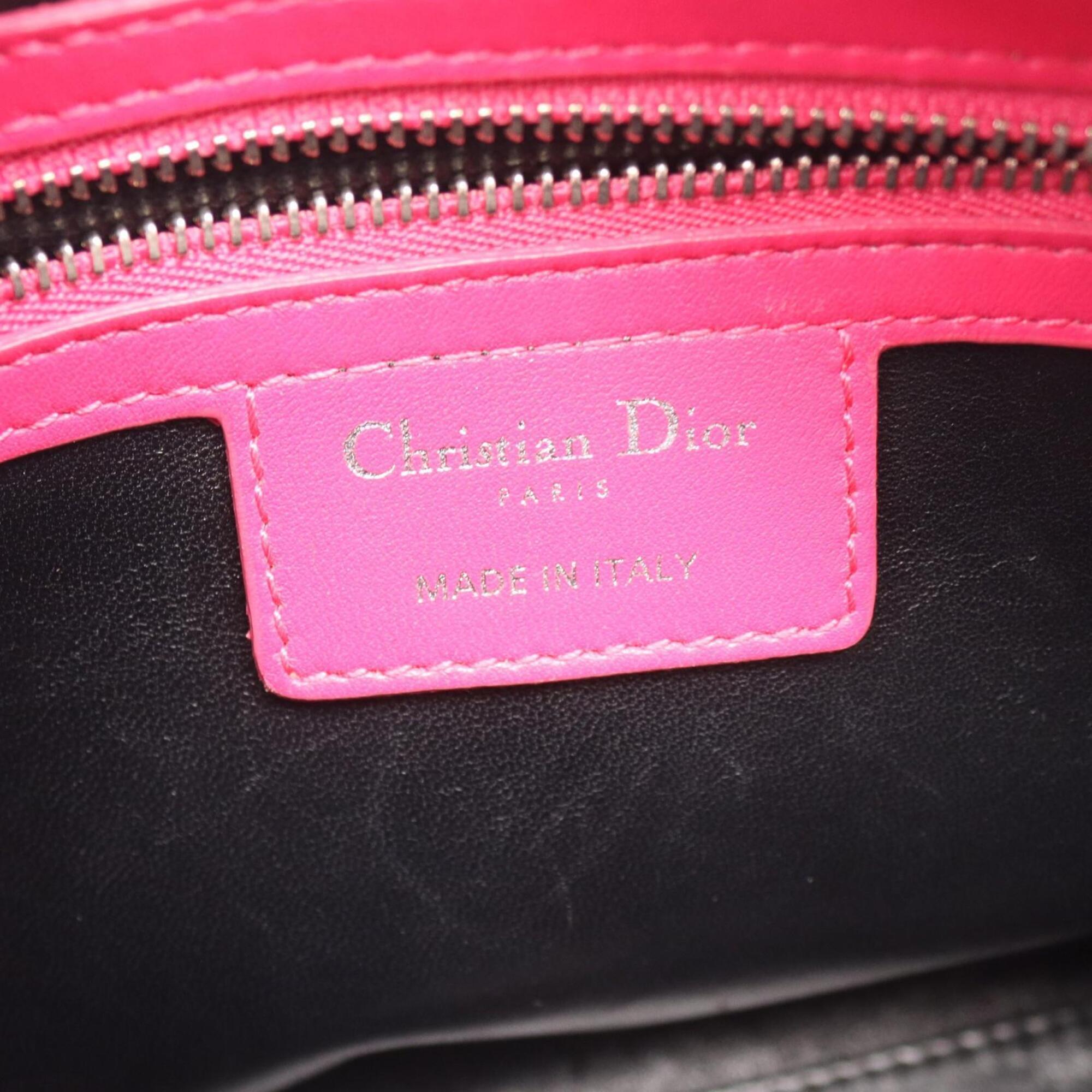 Christian Dior Black Pink Purple Leather Handbag (Pre-Owned)
