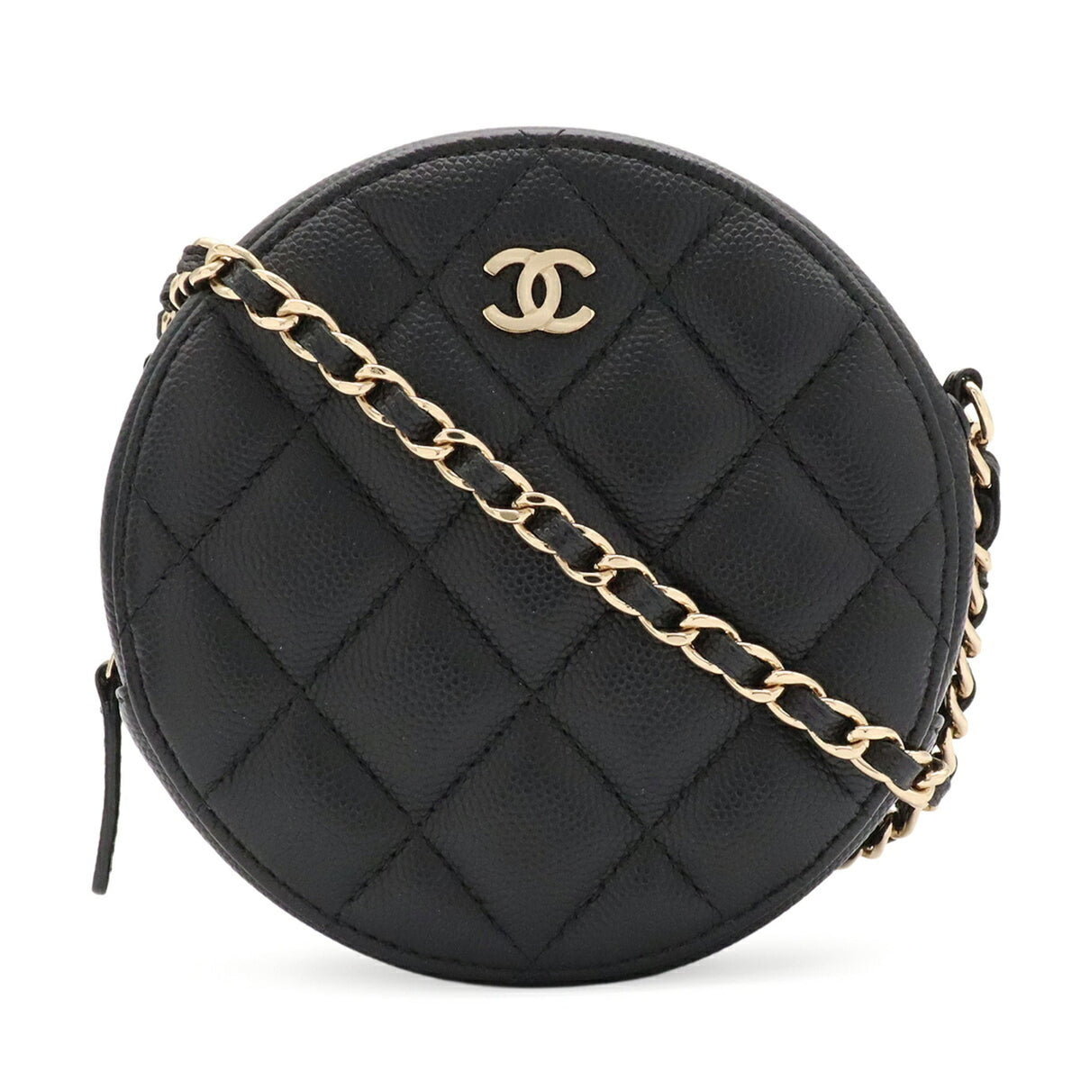 Chanel Matelasse Black Grained Calfskin Pochette Shoulder Bag (Pre-Owned)