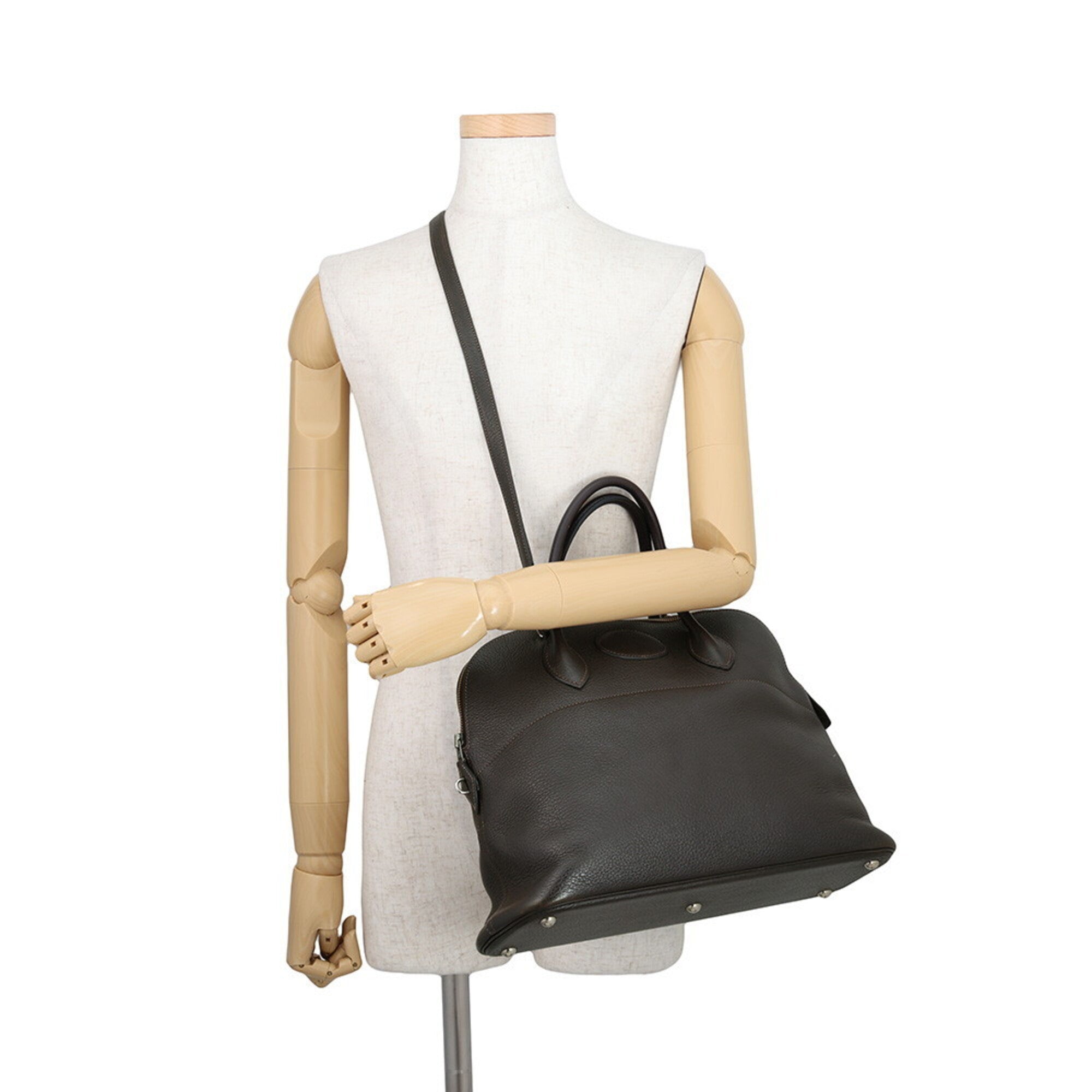 Hermes Cacao Taurillon Clemence Leather Handbag Shoulder Bag (Pre-Owned)
