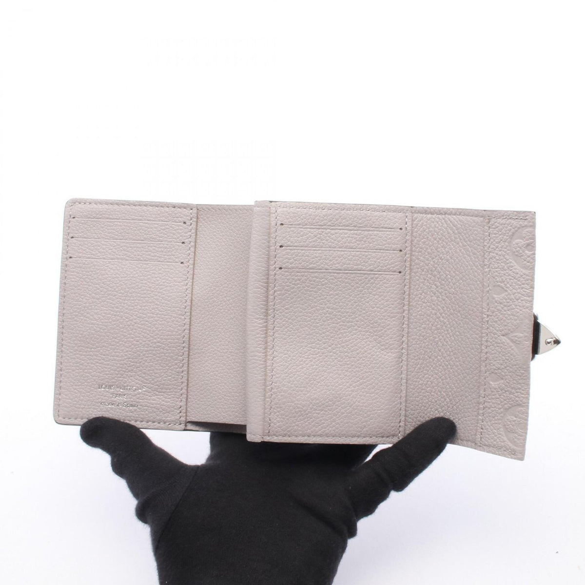 Louis Vuitton Gray Leather Wallet (Tri-Fold) (Pre-Owned)