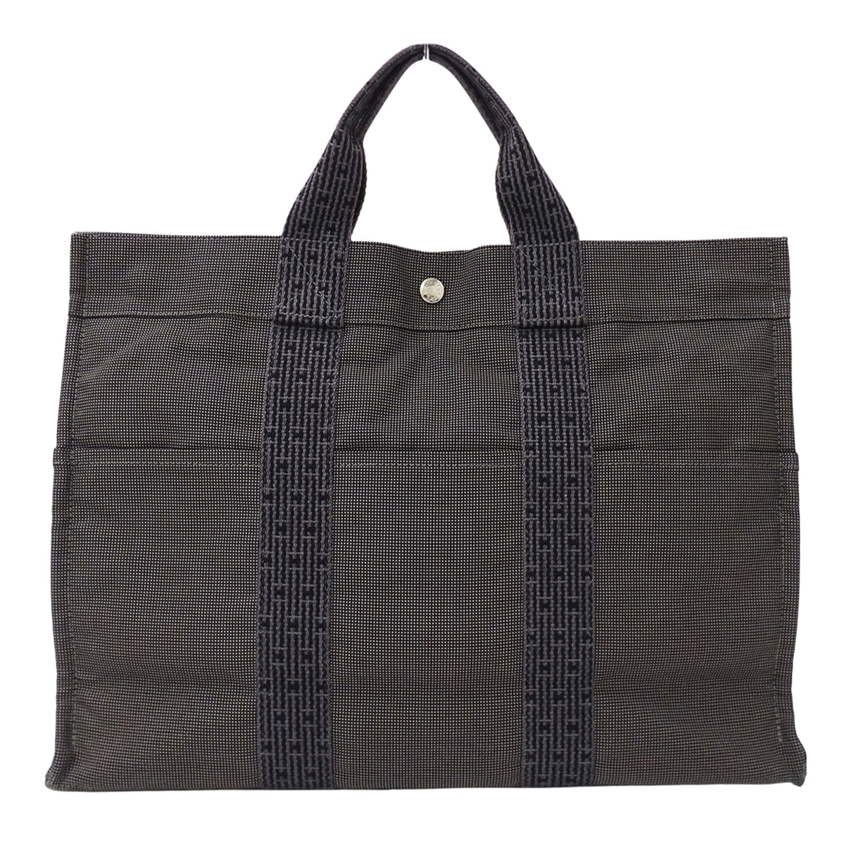 Hermes Black Canvas Handbag Tote Bag (Pre-Owned)