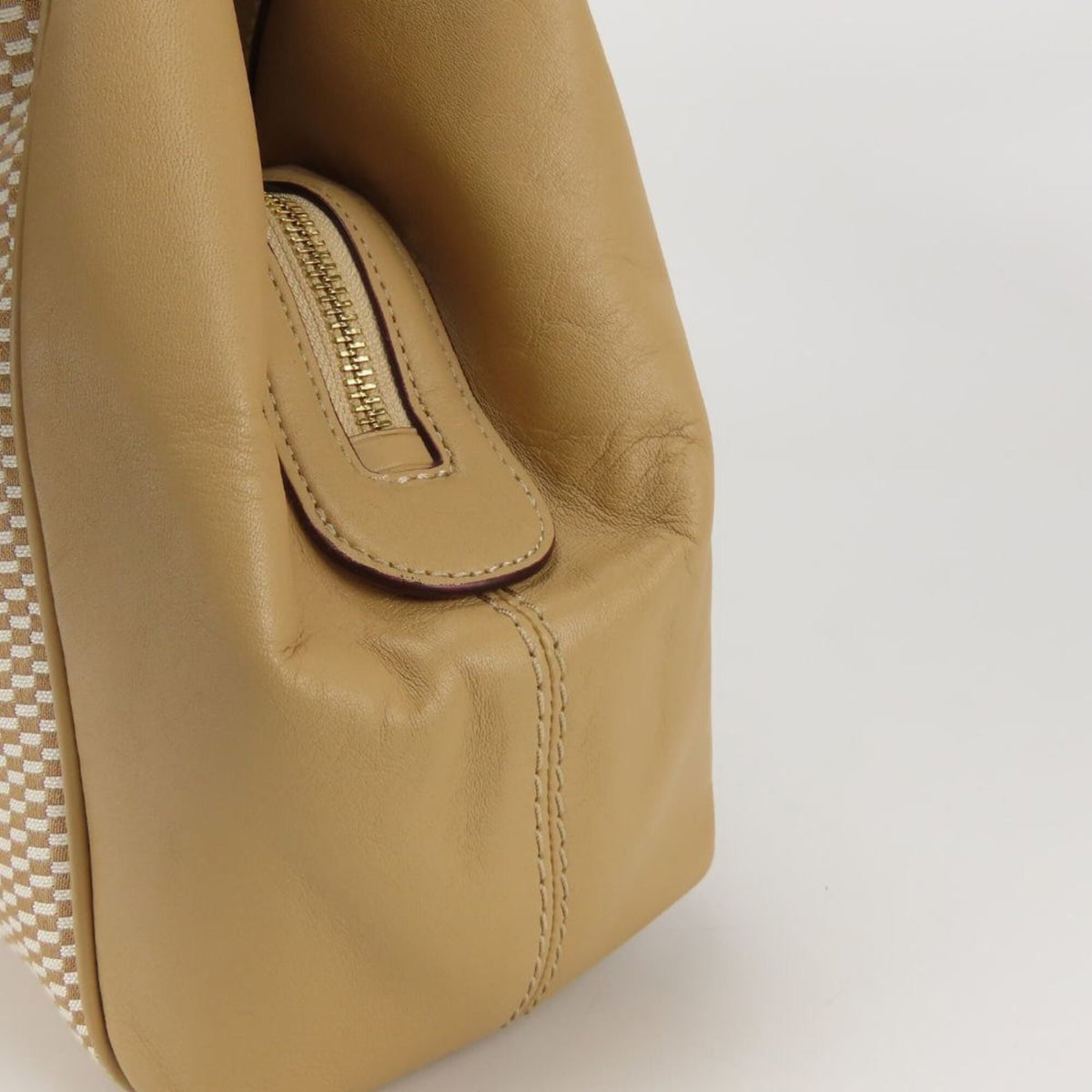 Coach Beige Ivory Canvas Leather Tote Bag (Pre-Owned)