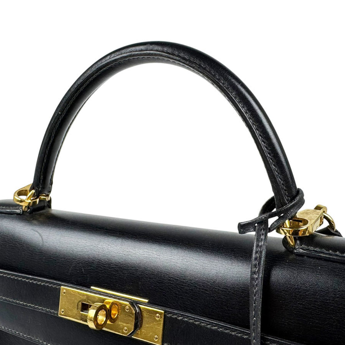 Hermes Black Box Calf Leather Handbag Shoulder Bag (Pre-Owned)