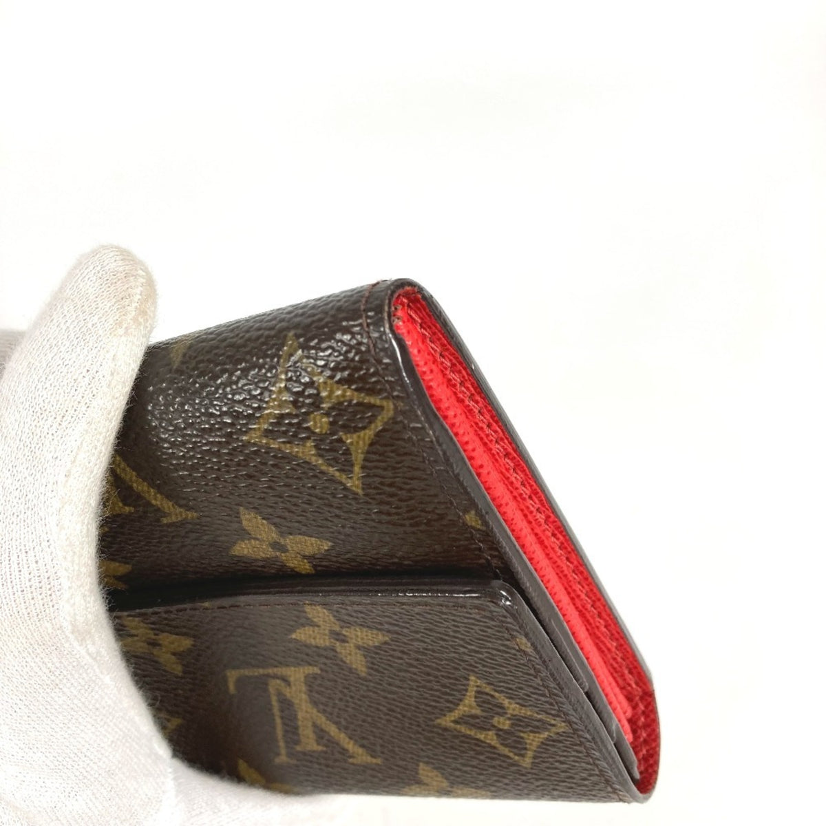 Louis Vuitton Brown Red Color Canvas Monogram Long Wallet (Tri-Fold) (Pre-Owned)