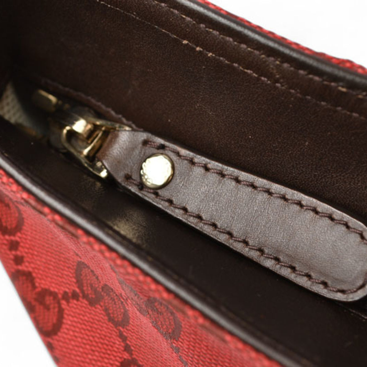 Gucci Dark Red Red Color Coated Canvas Shoulder Bag Tote Bag (Pre-Owned)