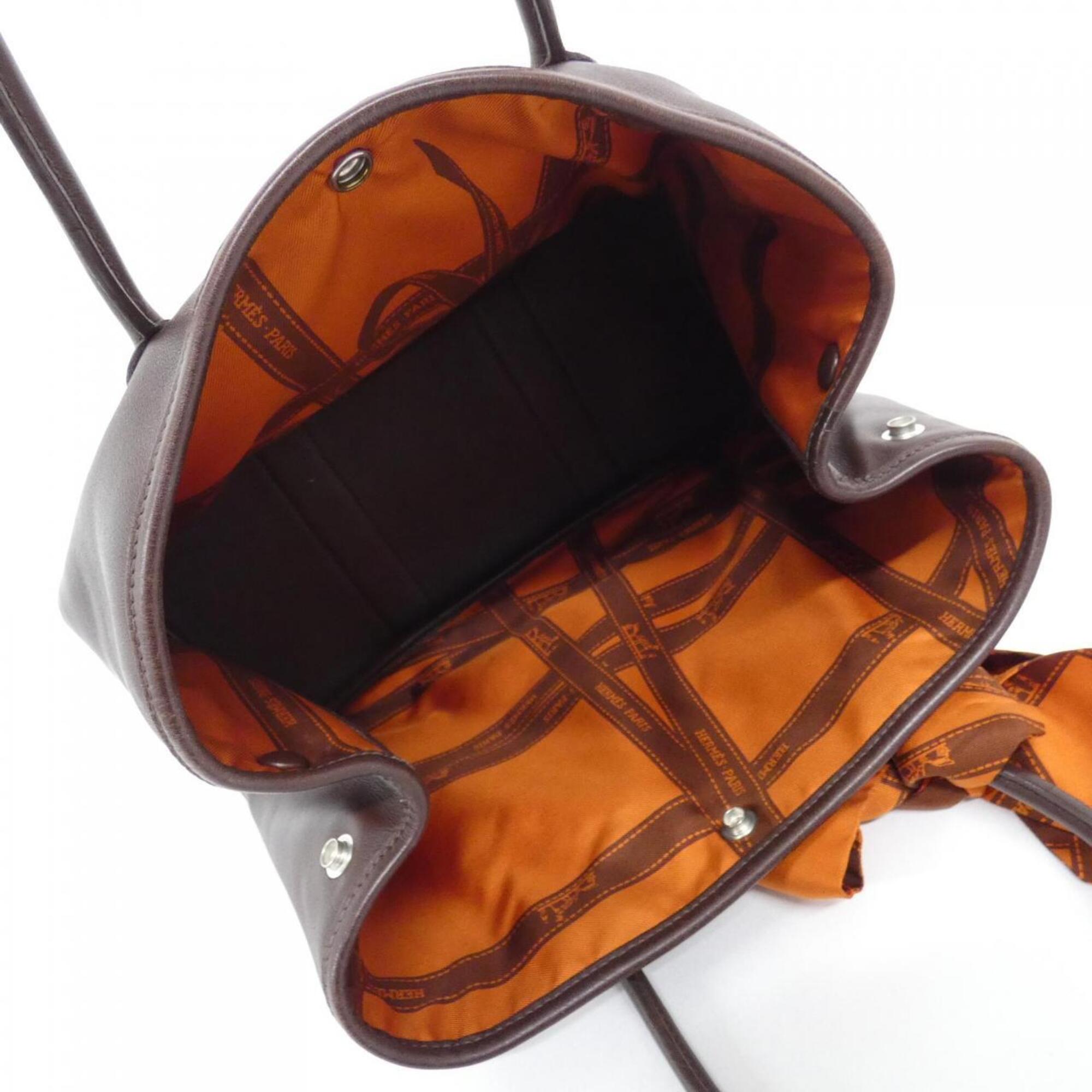 Hermes Havane Swift Leather Silk Handbag (Pre-Owned)