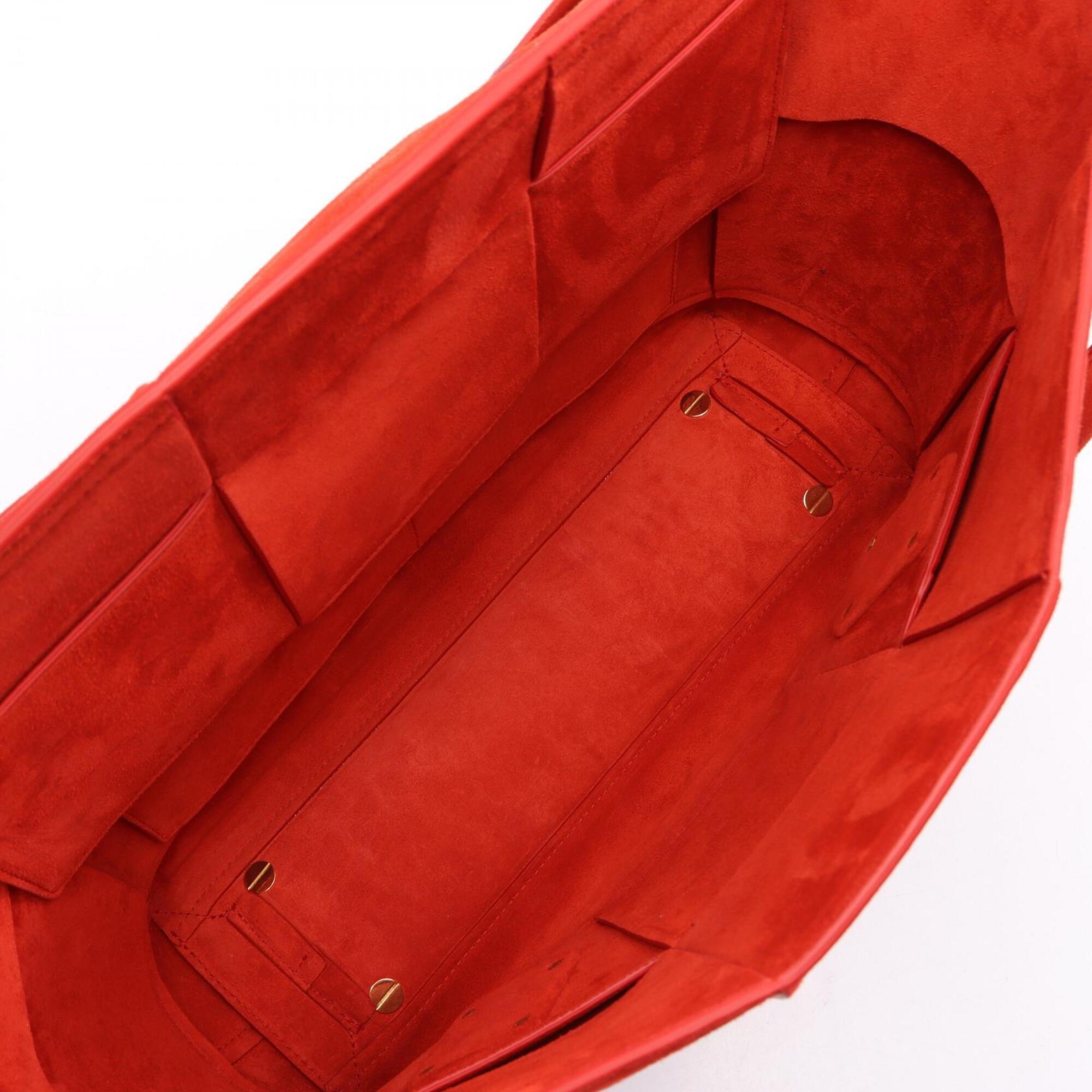 Bottega Veneta Red Color Suede Handbag Tote Bag (Pre-Owned)