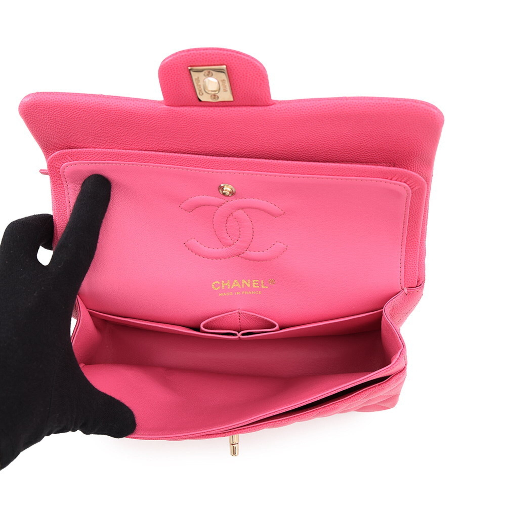 Chanel Matelasse Pink Grained Calfskin Handbag Shoulder Bag (Pre-Owned)