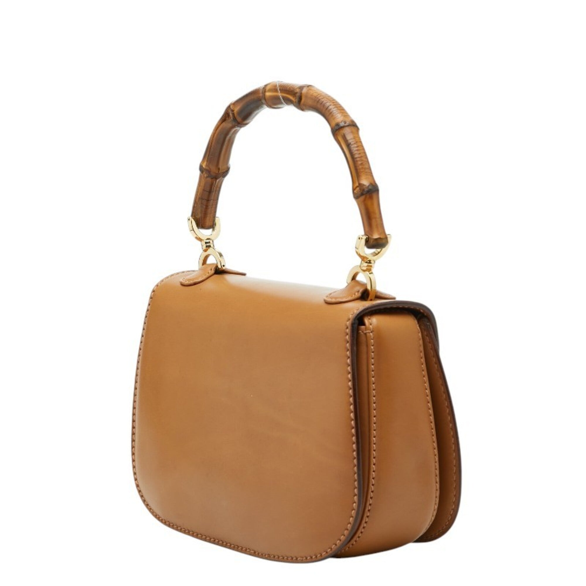 Gucci Brown Bamboo Leather Handbag Shoulder Bag (Pre-Owned)
