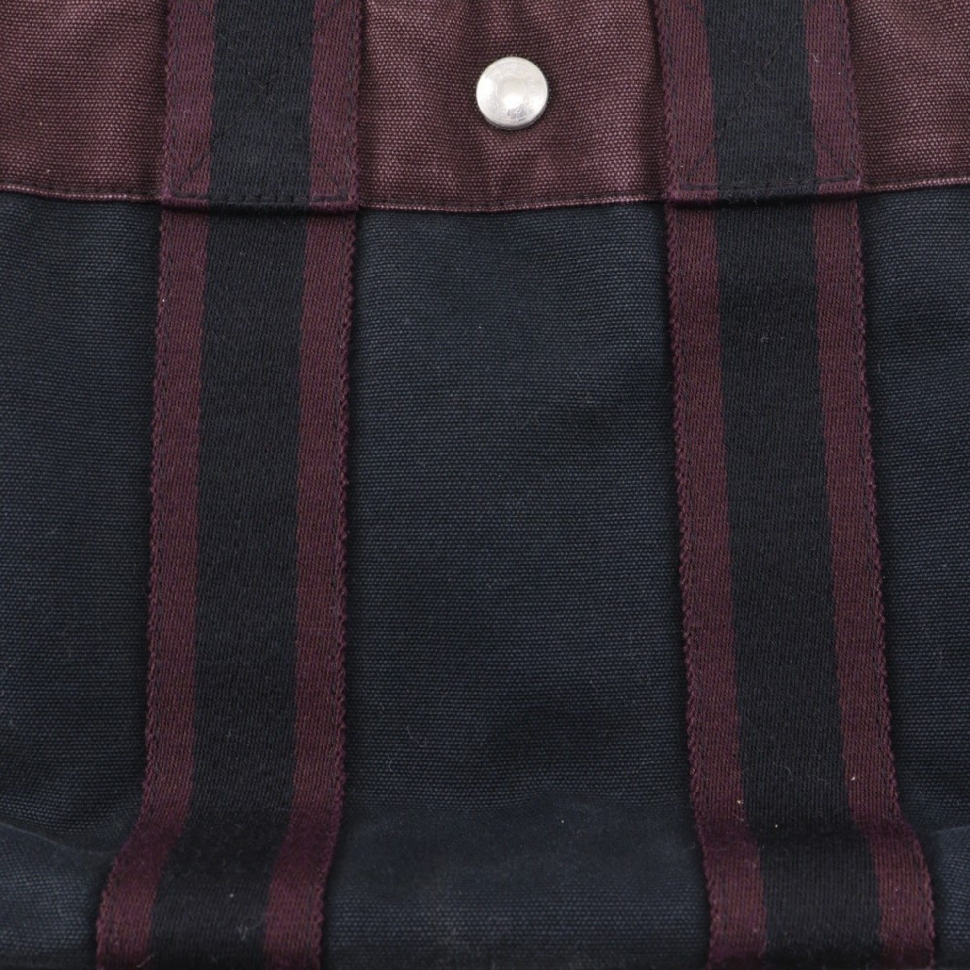 Hermes Black Red Color Cotton Handbag (Pre-Owned)