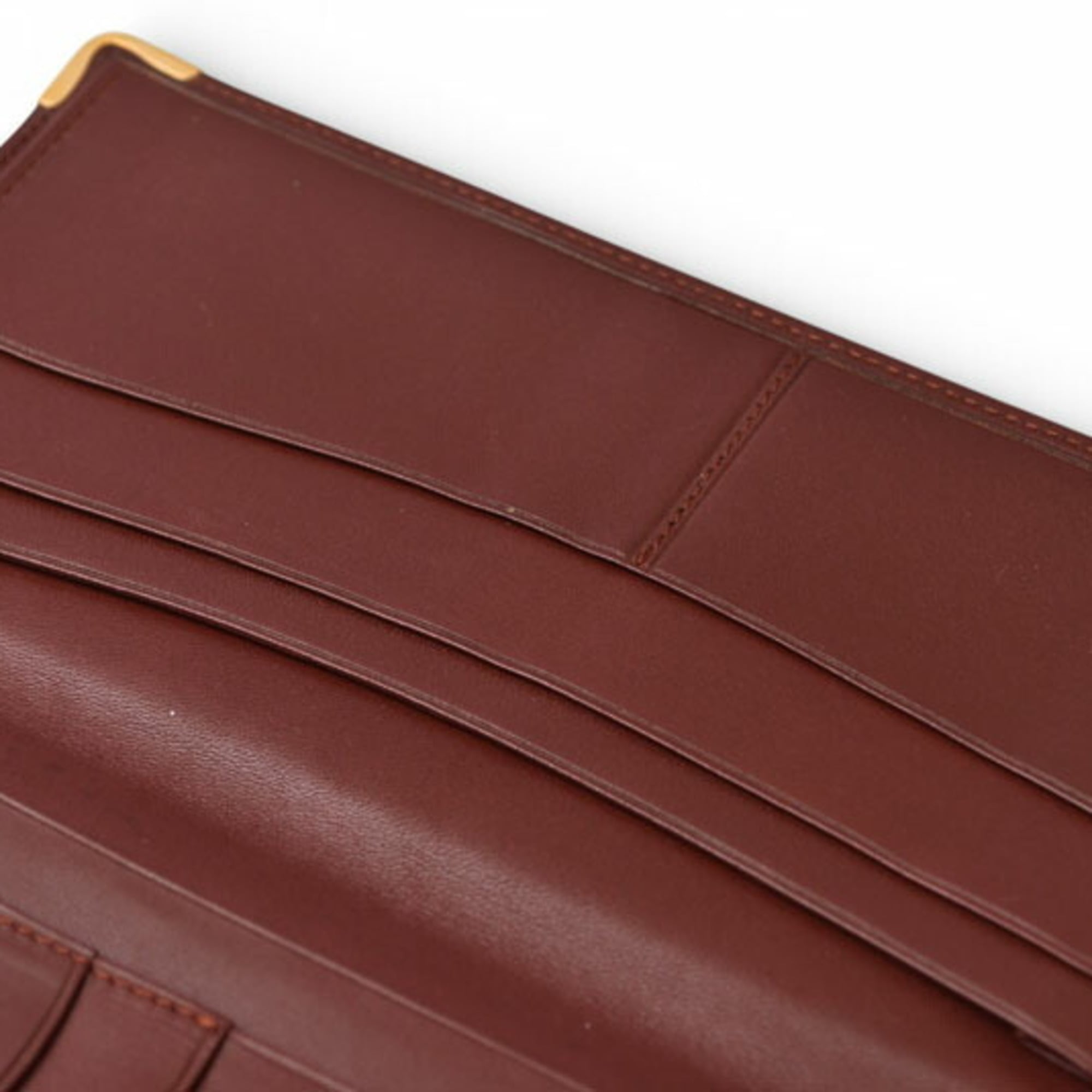 Cartier Must Bordeaux Leather Long Wallet (Bi-Fold) (Pre-Owned)