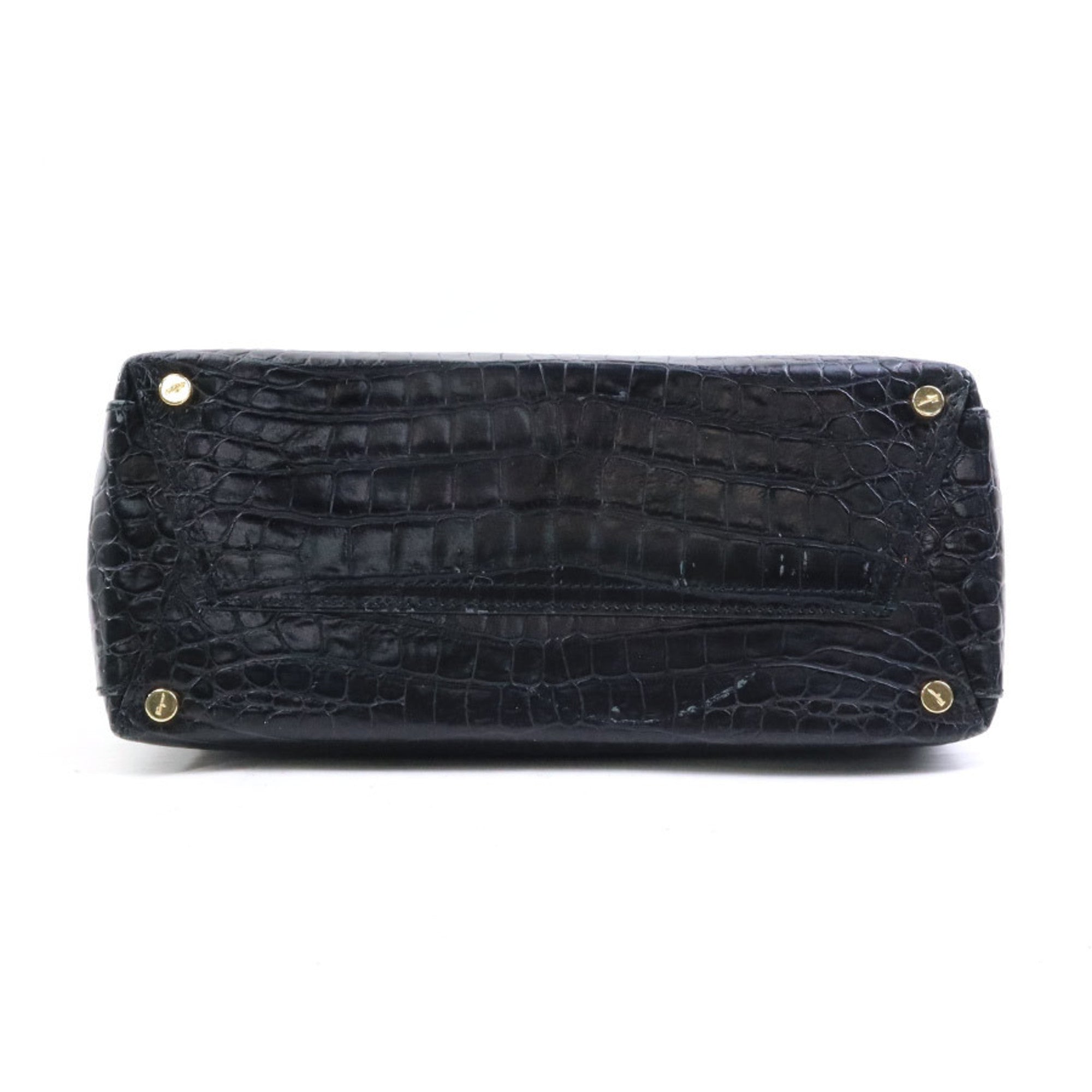 Salvatore Ferragamo Black Leather Handbag Shoulder Bag (Pre-Owned)