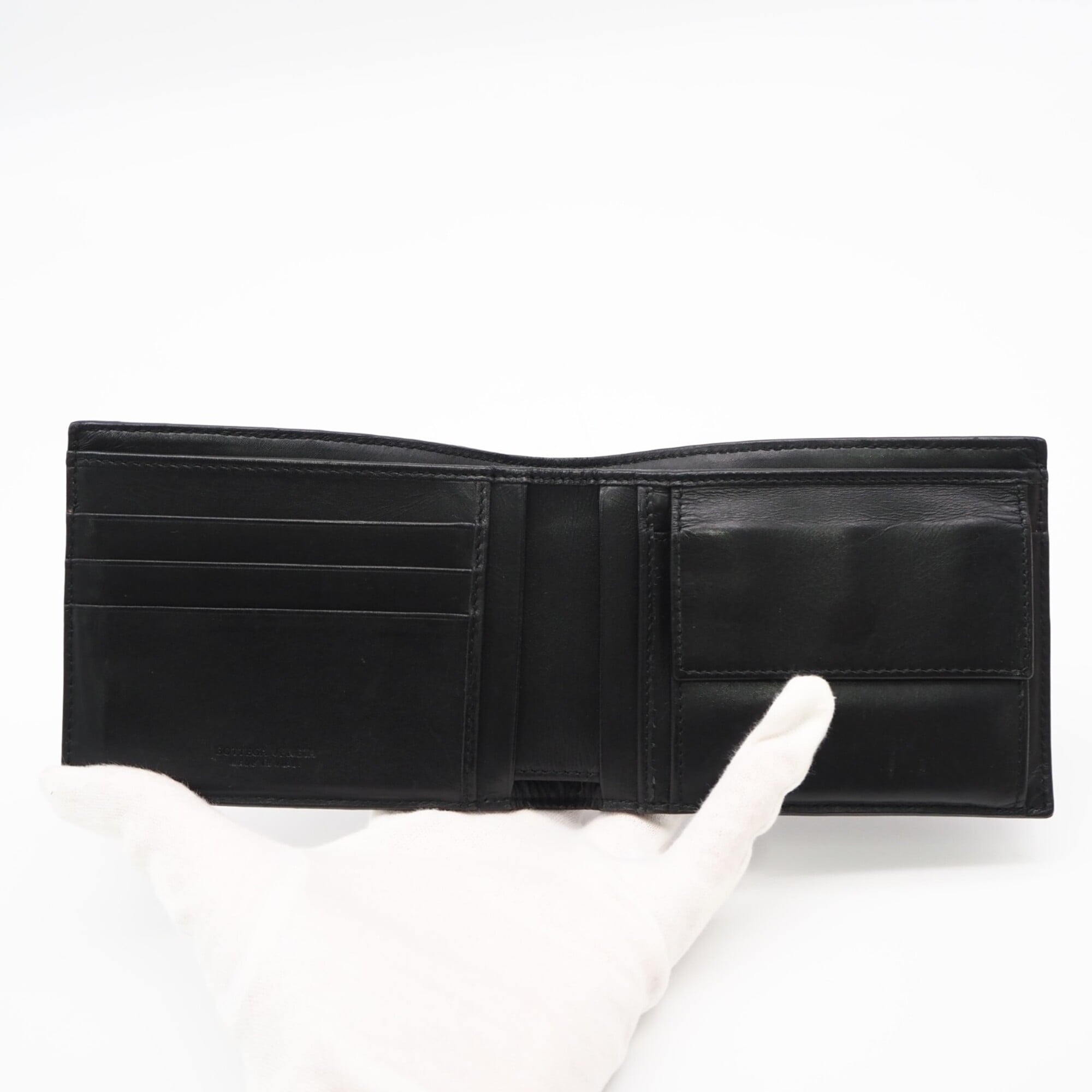 Bottega Veneta Intrecciato Black Leather Wallet (Bi-Fold) (Pre-Owned)