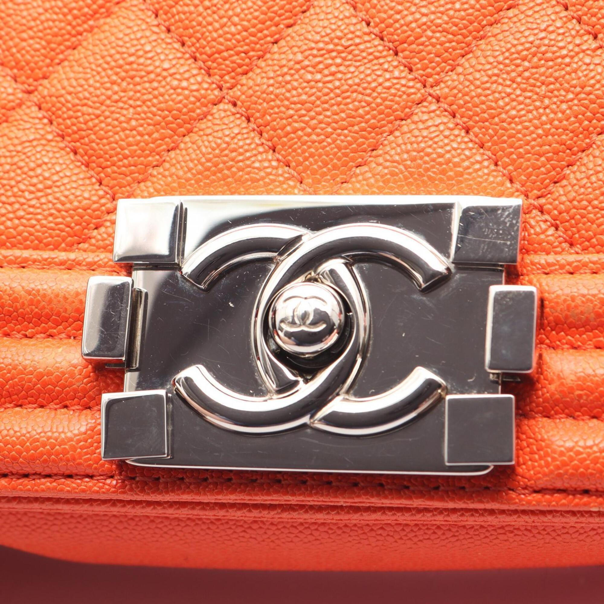 Chanel Orange Grained Calfskin Handbag Shoulder Bag (Pre-Owned)