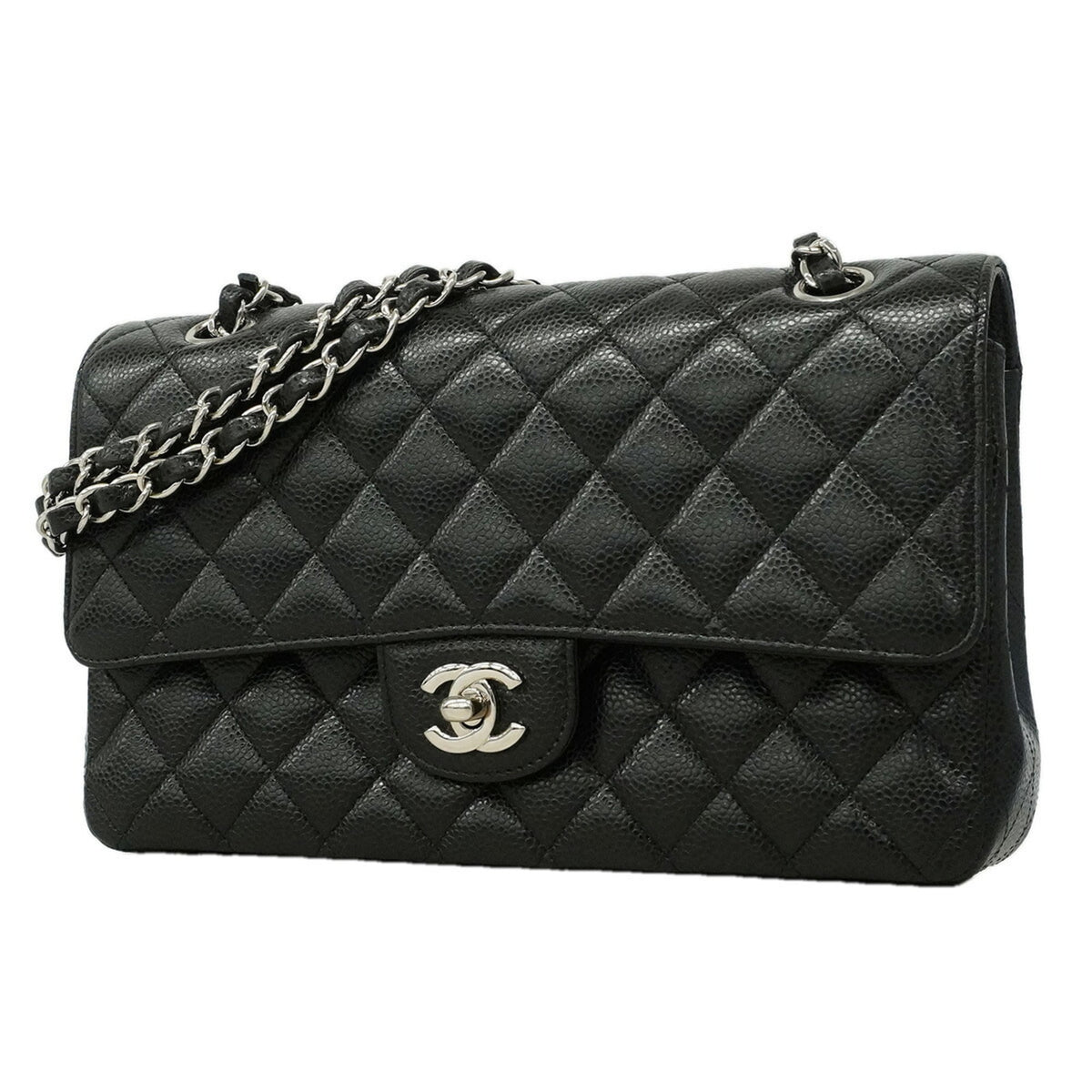 Chanel Black Grained Calfskin Shoulder Bag (Pre-Owned)