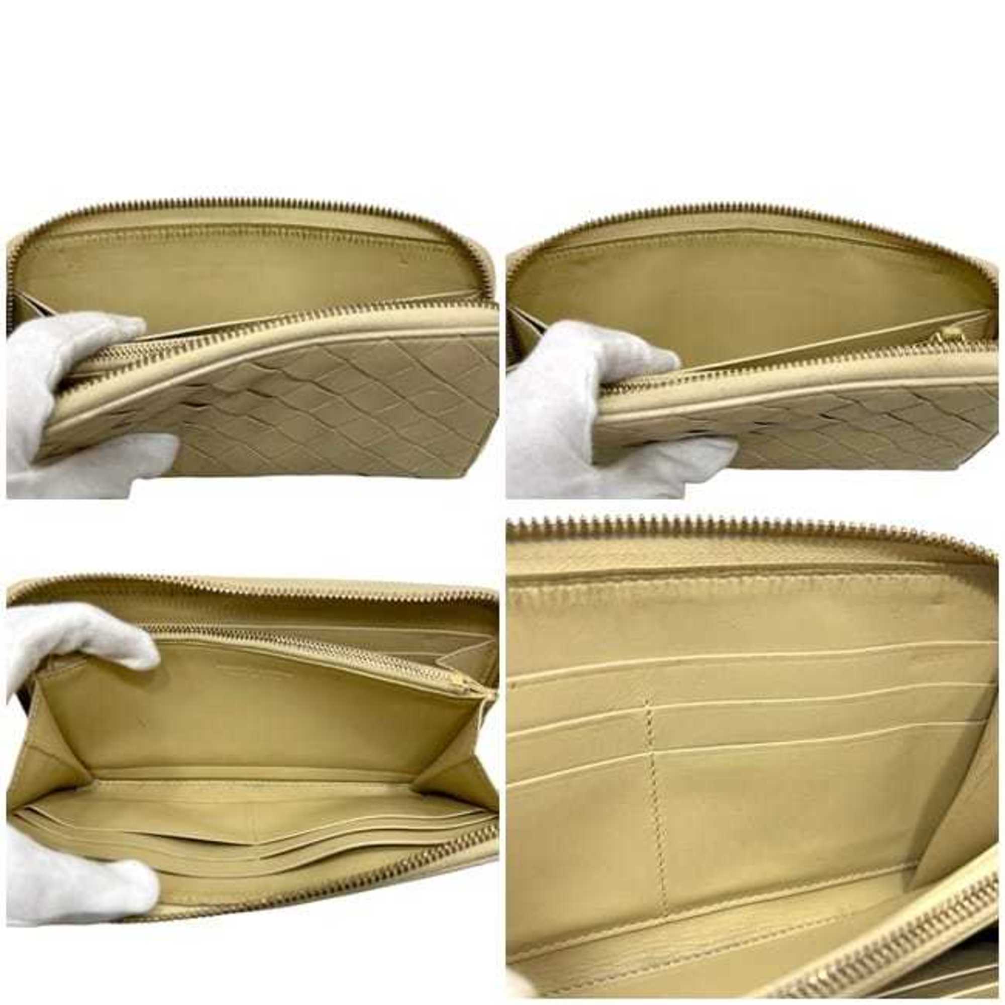 Bottega Veneta Beige Intrecciato Long Wallet (Bi-Fold) (Pre-Owned)