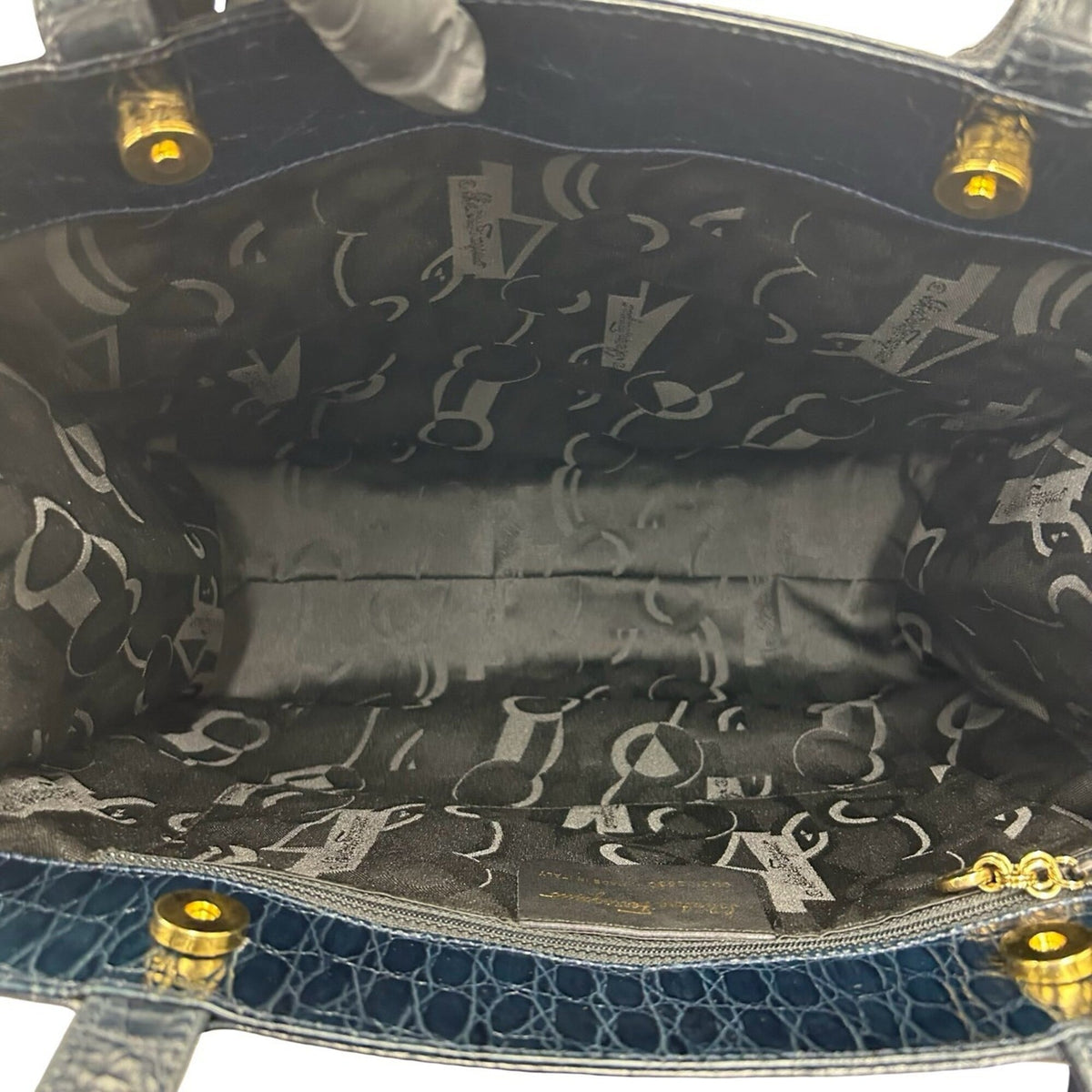 Salvatore Ferragamo Navy Leather Tote Bag (Pre-Owned)