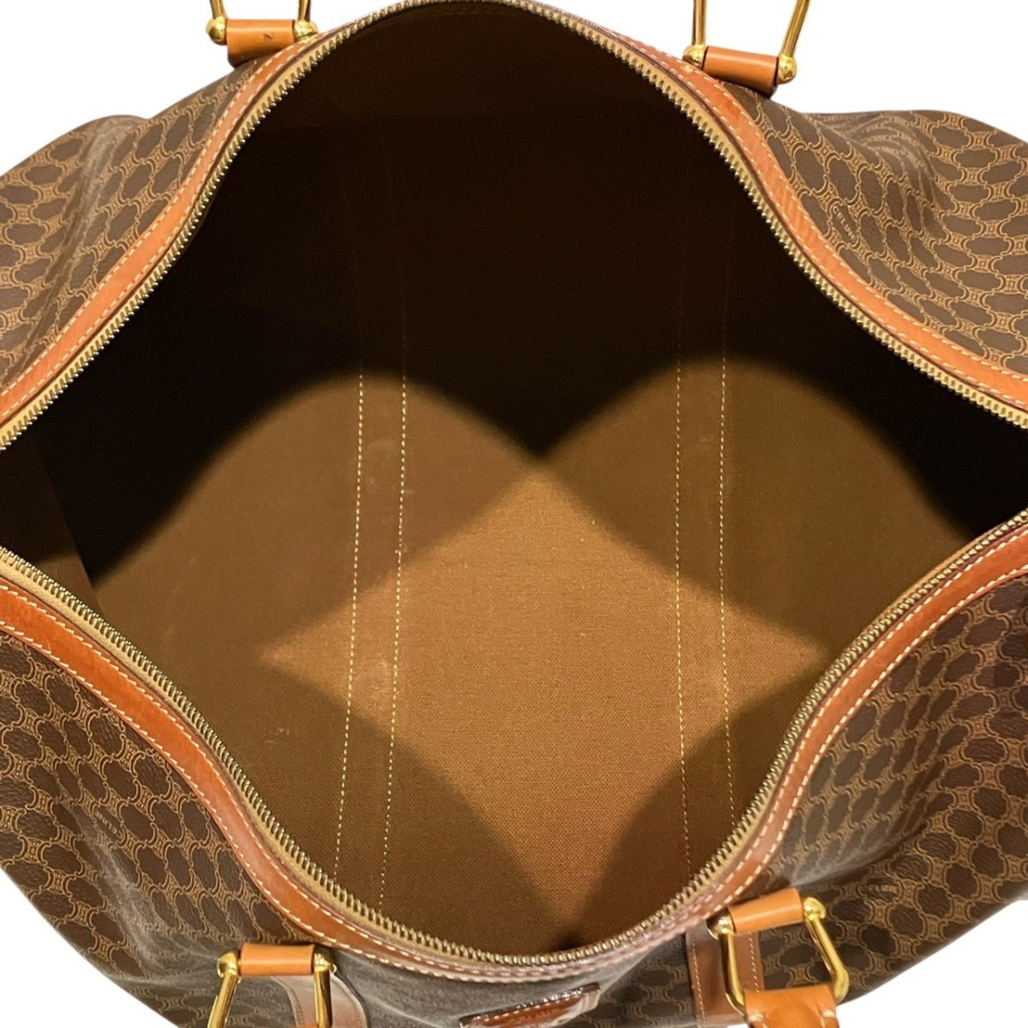 Celine Macadam Brown Leather Boston Bag (Pre-Owned)