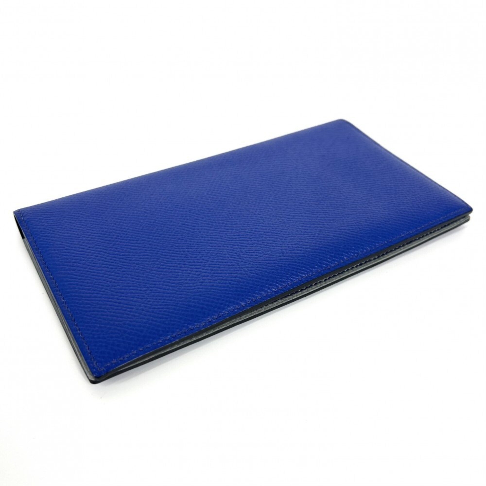 Hermes Mc2 Black Blue Gray Epsom Leather Long Wallet (Bi-Fold) (Pre-Owned)