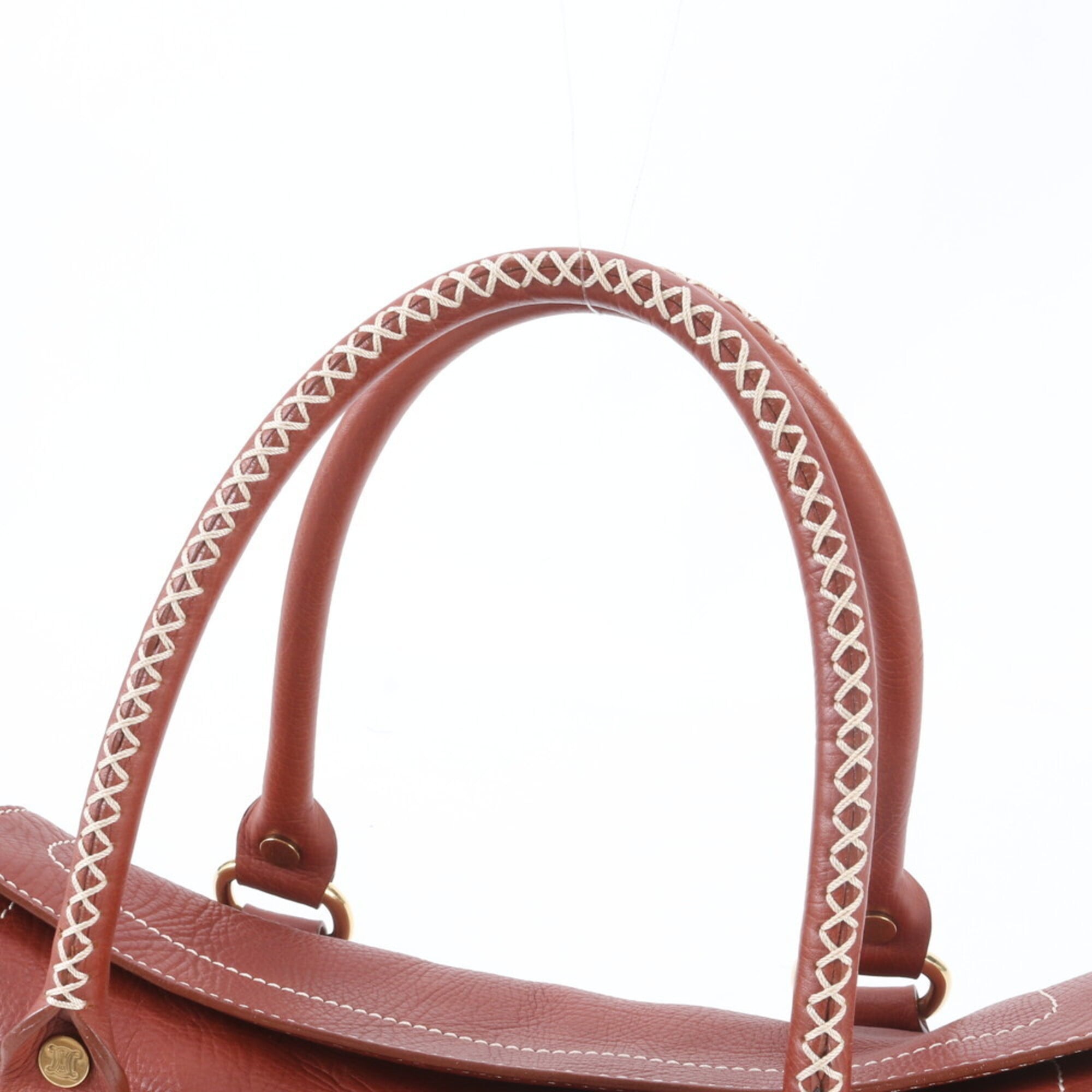Celine Red Brown Leather Handbag Shoulder Bag (Pre-Owned)