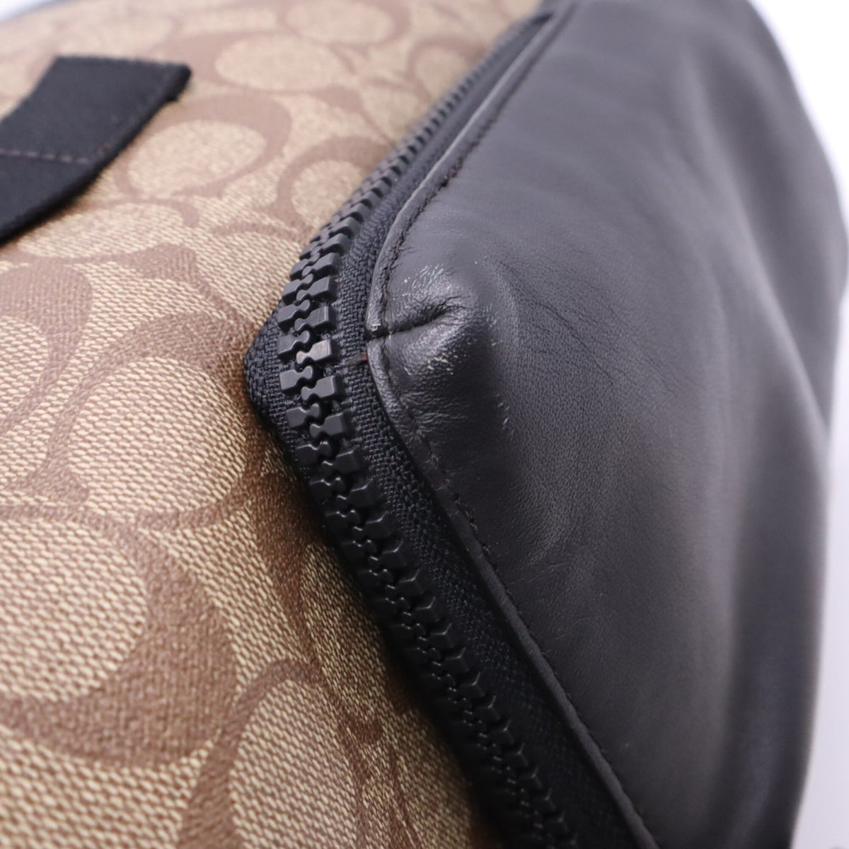 Coach Beige Black Canvas Leather Backpack (Pre-Owned)