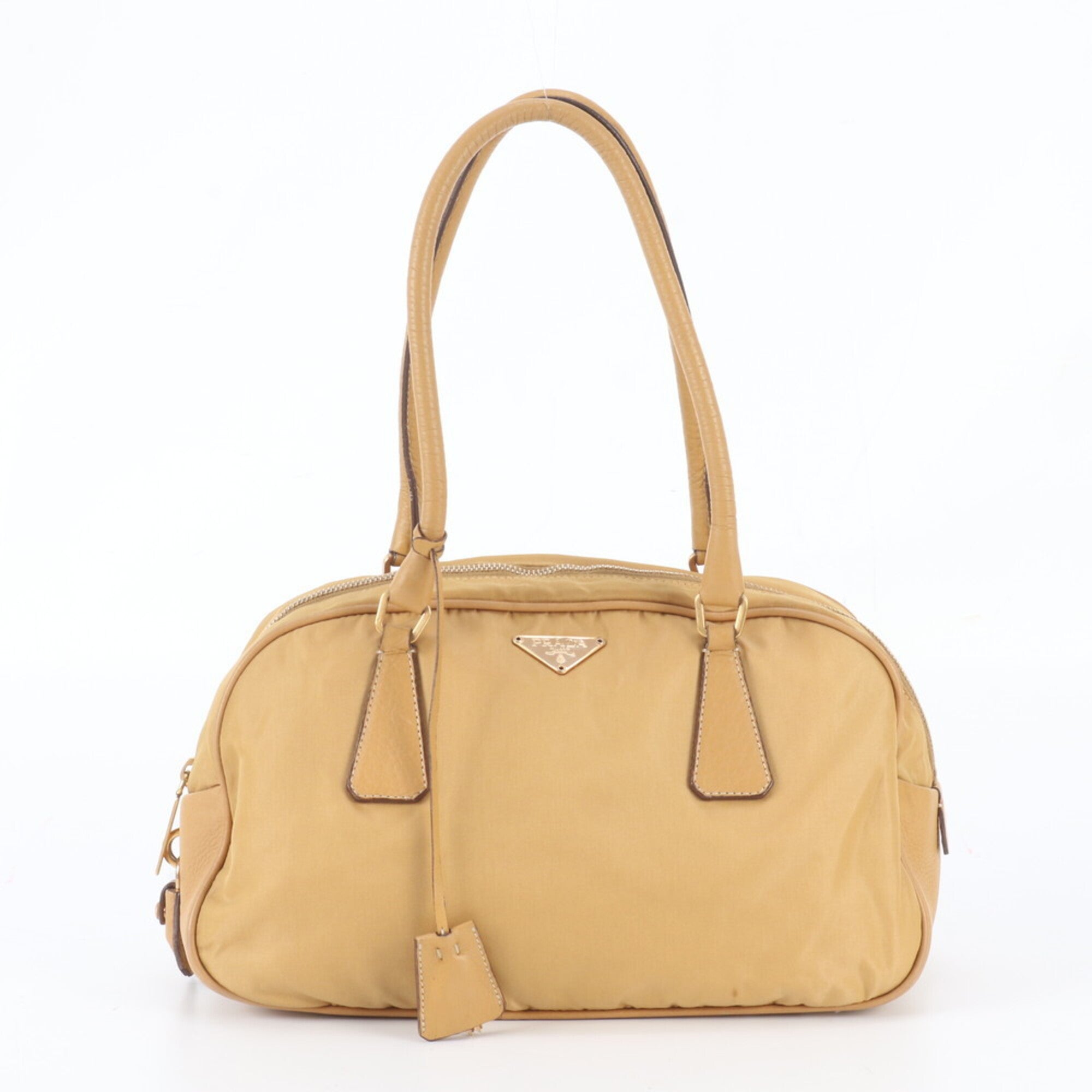 Prada Yellow Nylon Leather Handbag Shoulder Bag Tote Bag (Pre-Owned)