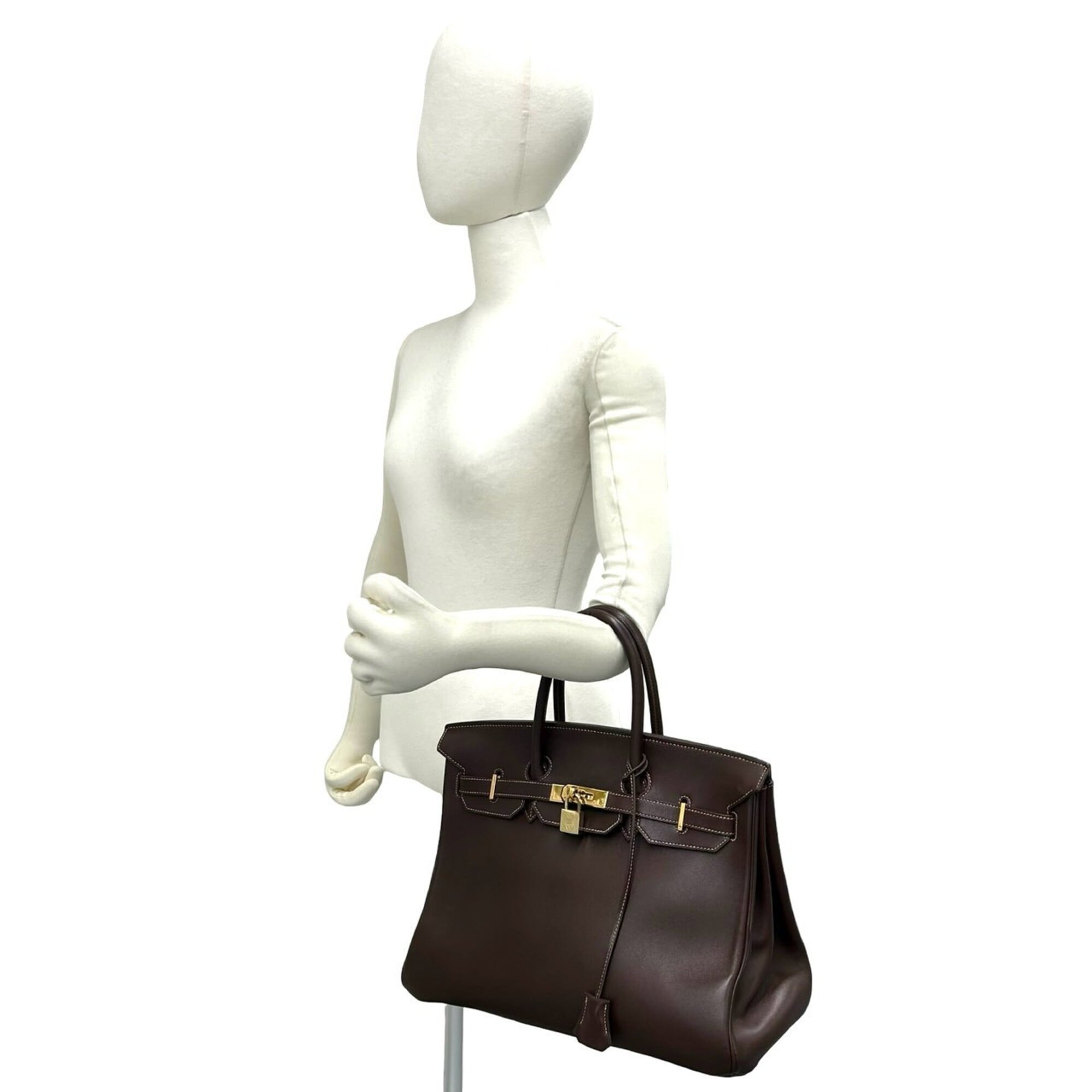 Hermes Brown Gulliver Leather Handbag Tote Bag (Pre-Owned)