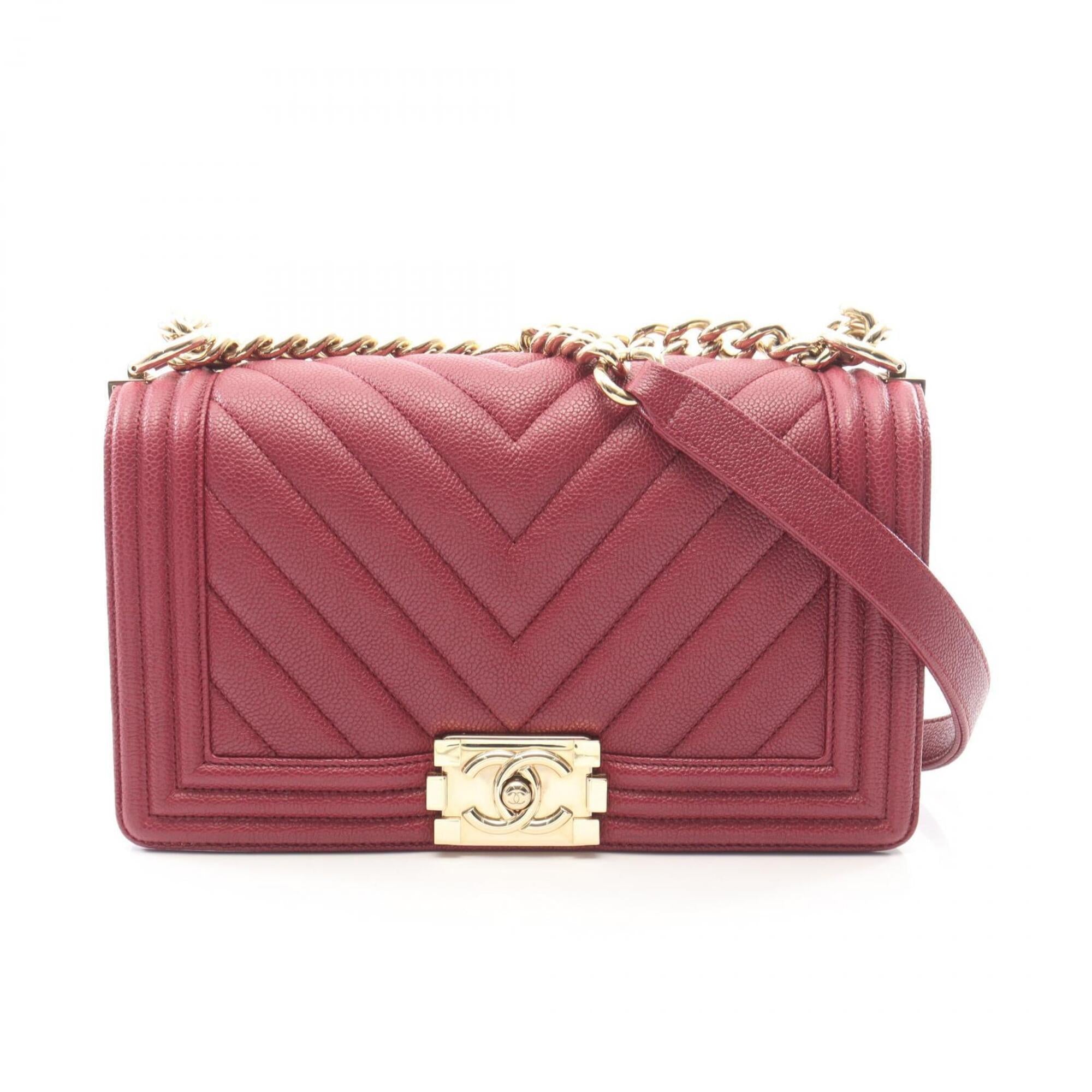 Chanel Bordeaux Grained Calfskin Handbag Shoulder Bag (Pre-Owned)