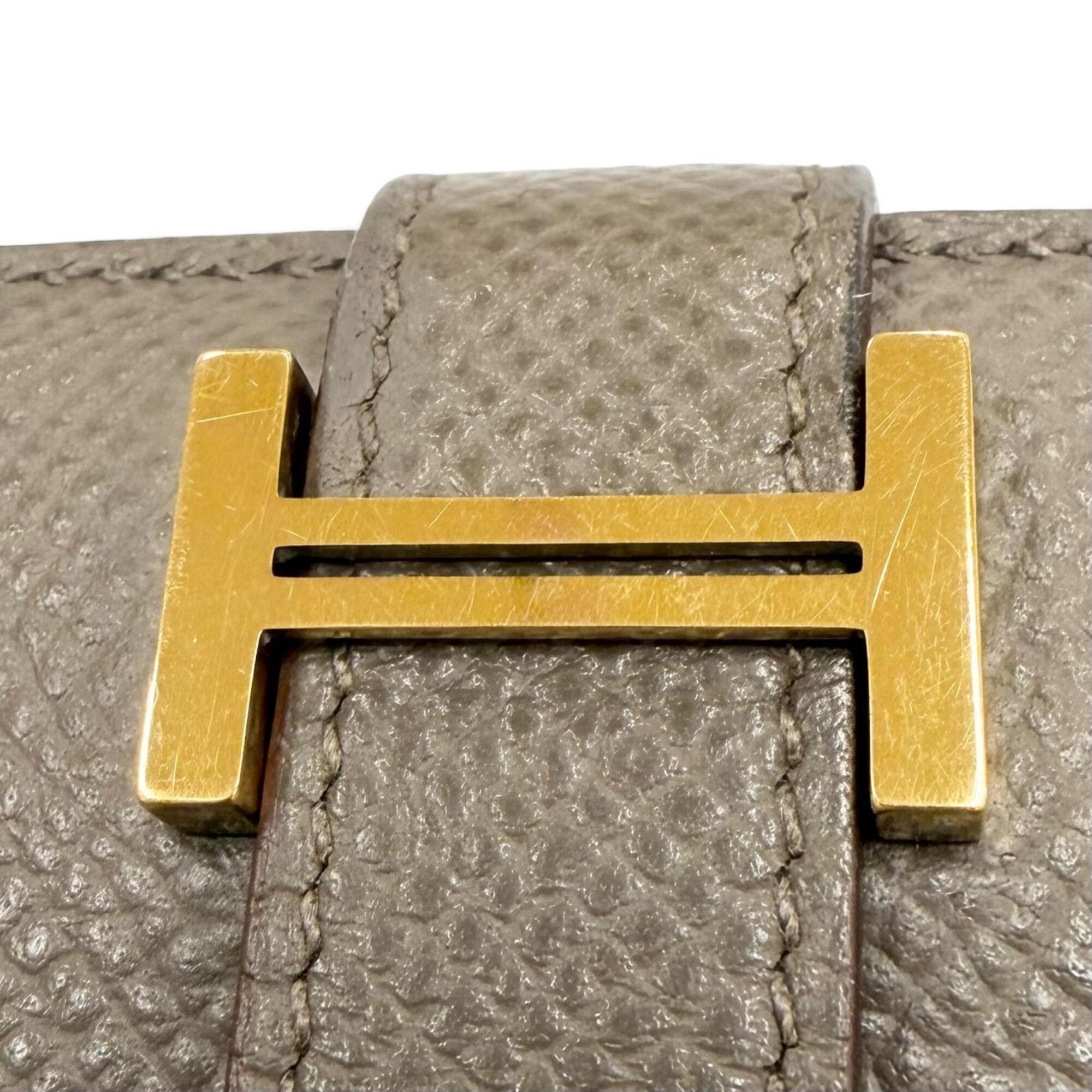 Hermes Taupe Epsom Leather Long Wallet (Bi-Fold) (Pre-Owned)