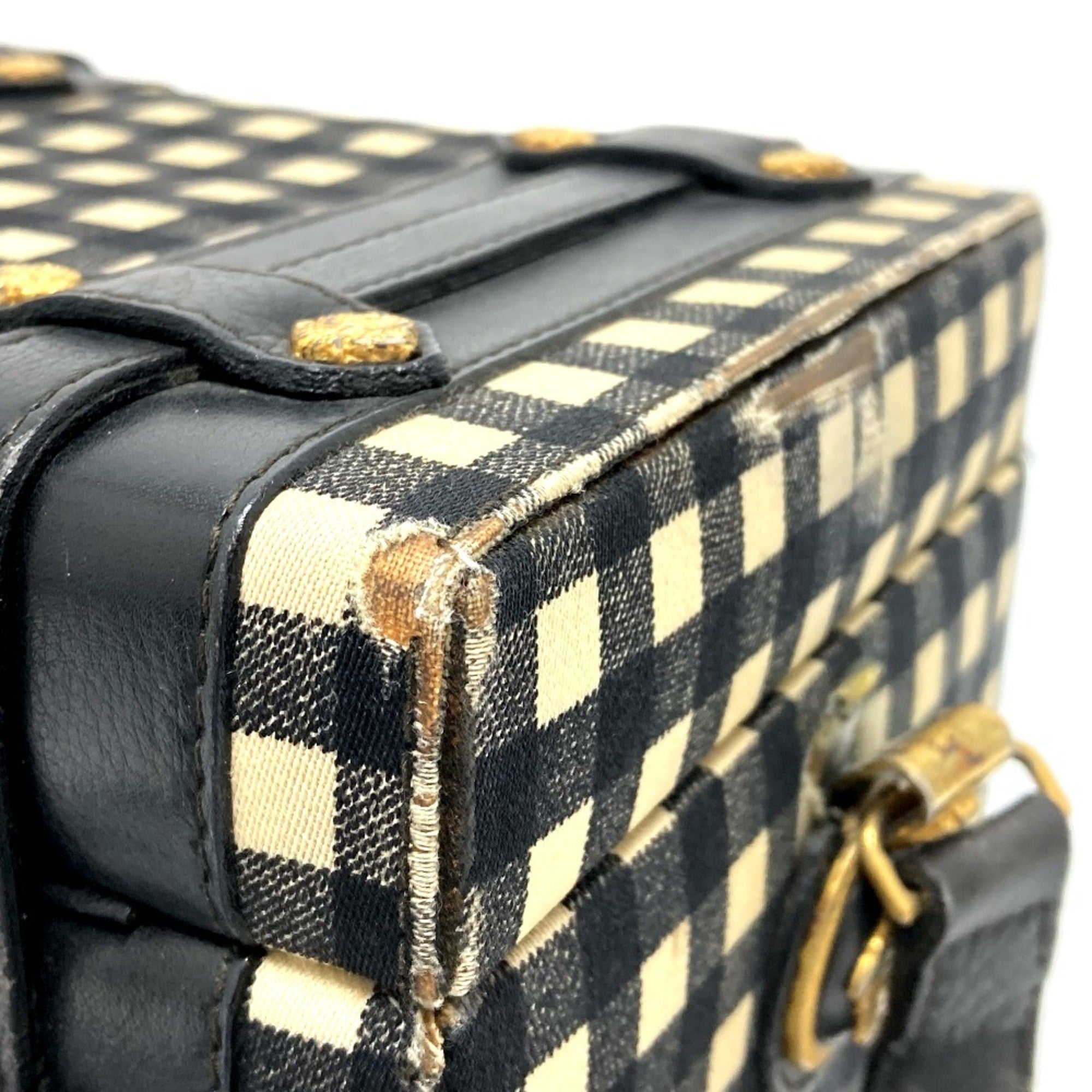Versace Black White Yellow Leather Shoulder Bag (Pre-Owned)