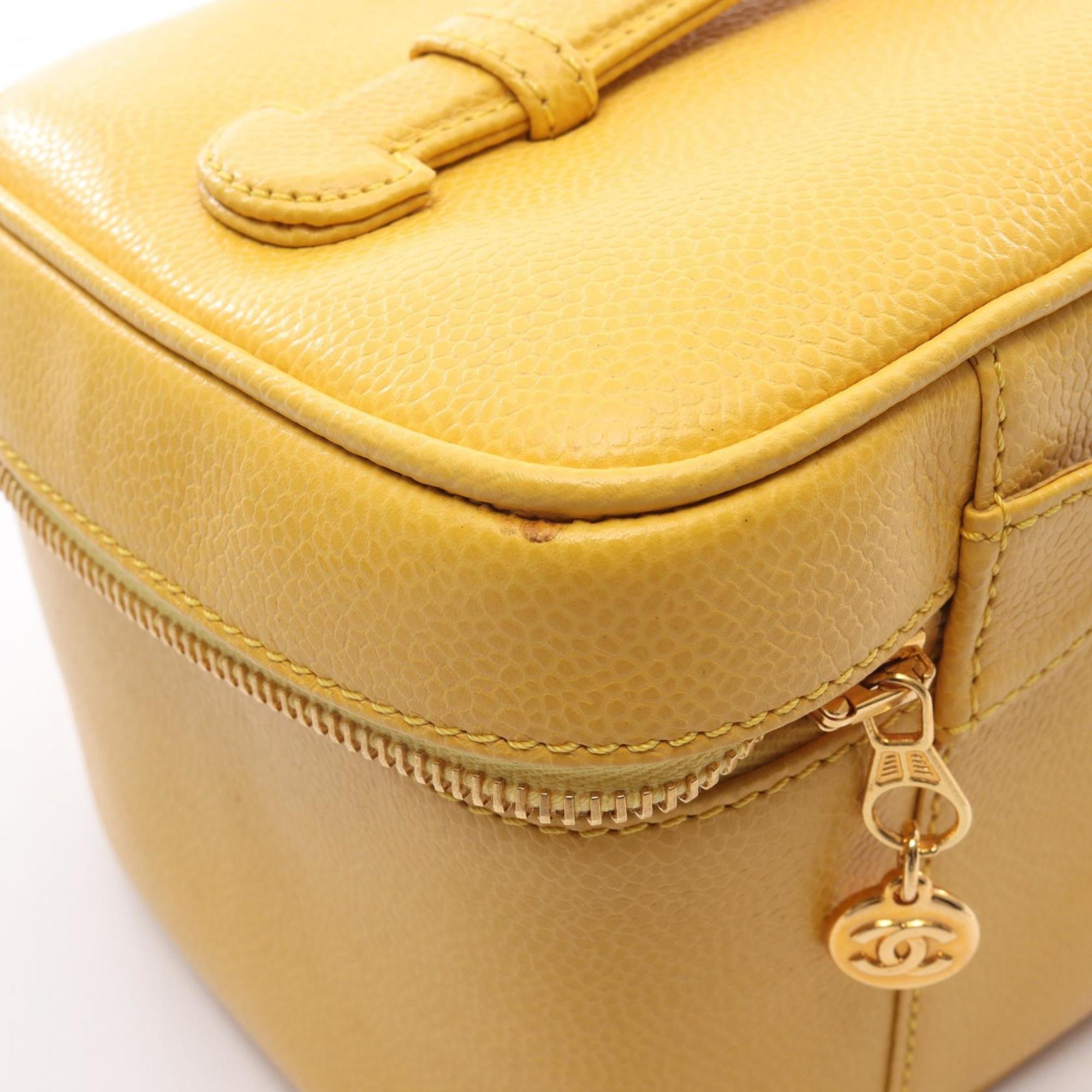 Chanel Yellow Leather Handbag Vanity Bag (Pre-Owned)