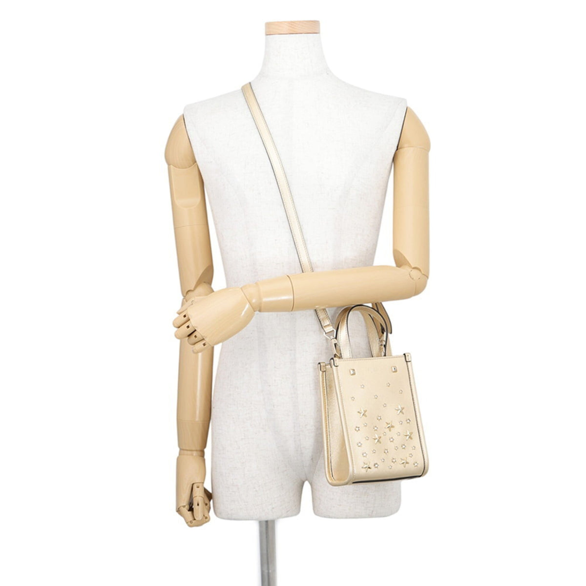 Jimmy Choo Gold Rhinestone Leather Handbag Shoulder Bag (Pre-Owned)