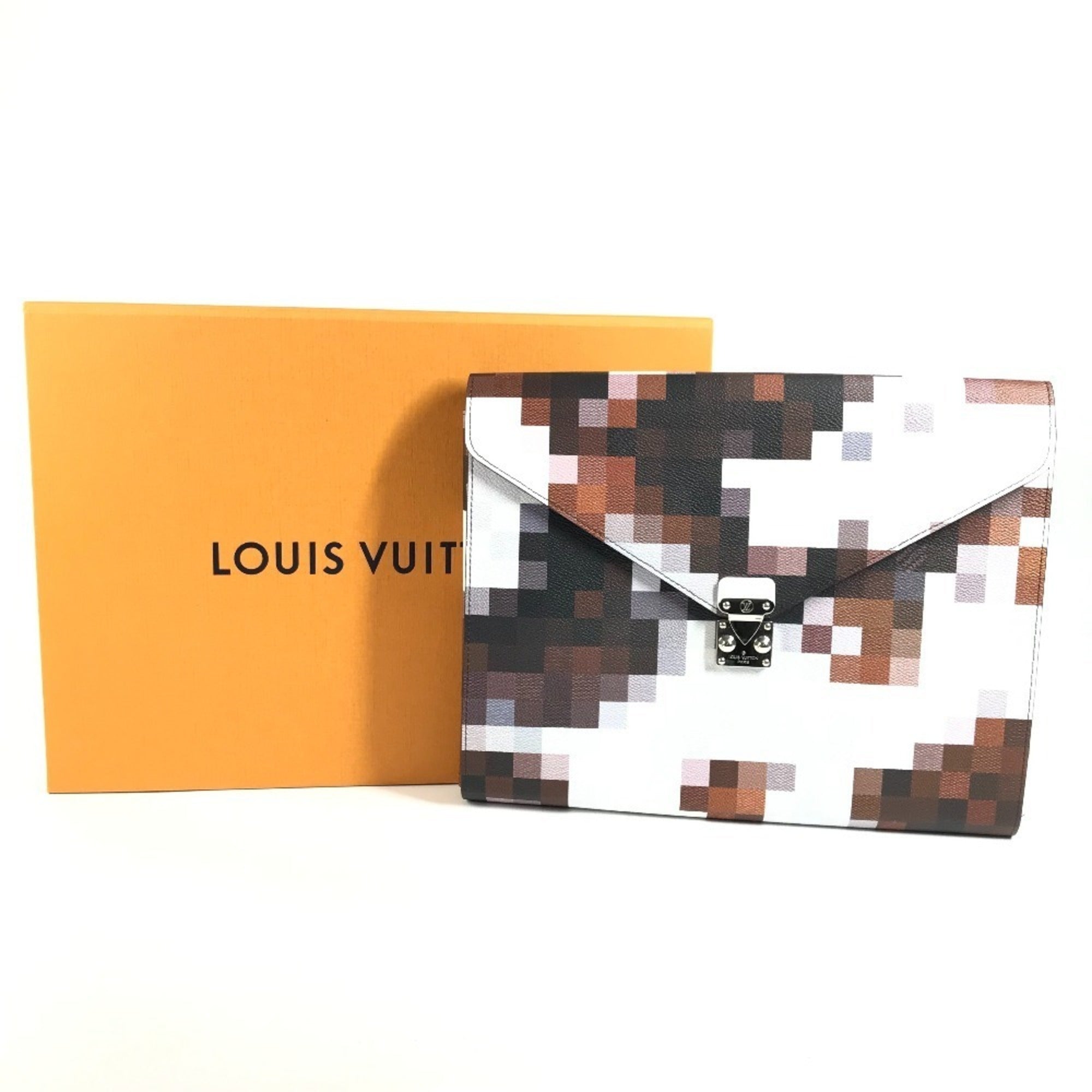 Louis Vuitton Brown Leather Clutch Bag Handbag Pouch (Pre-Owned)