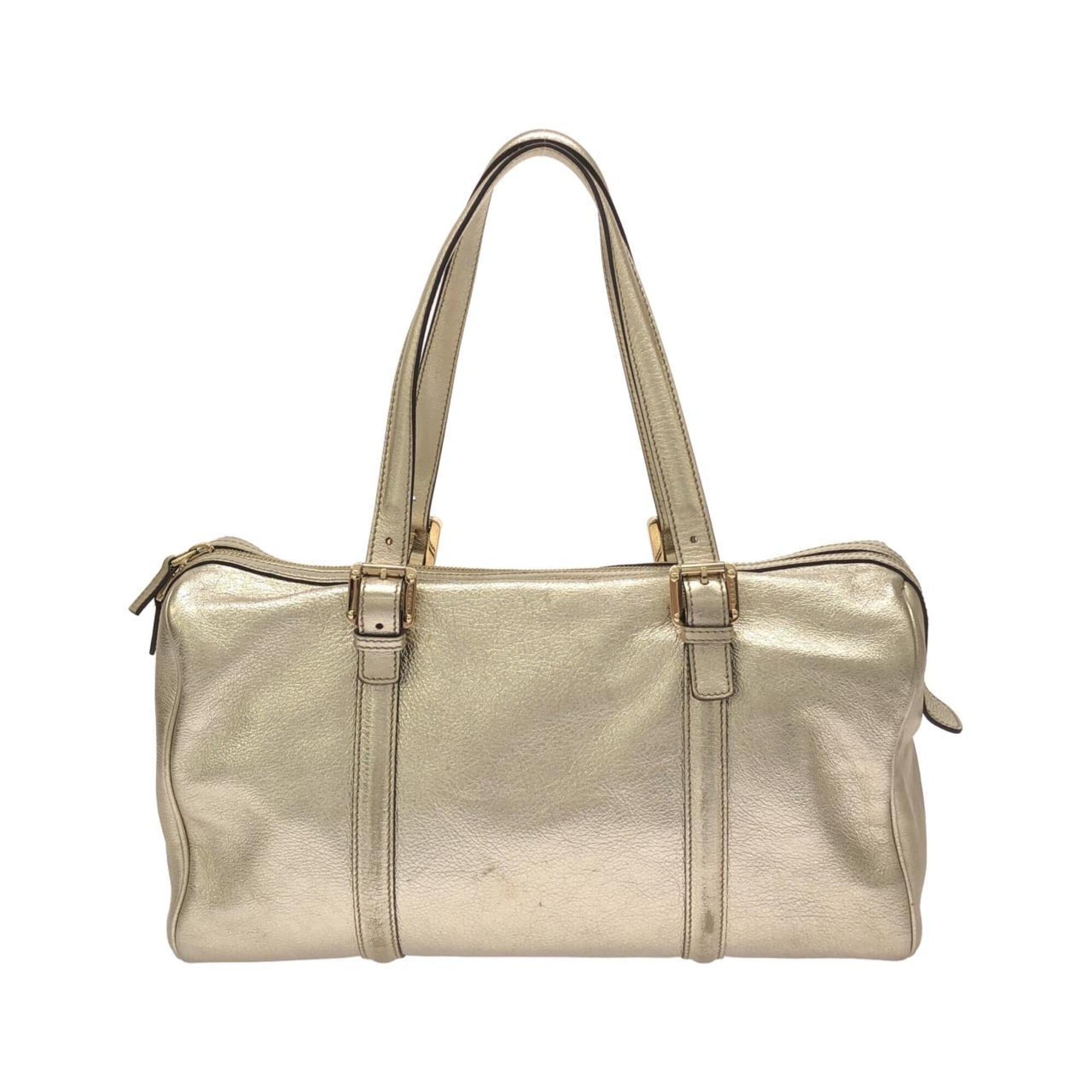 Gucci Metallic Gold Leather Boston Bag (Pre-Owned)