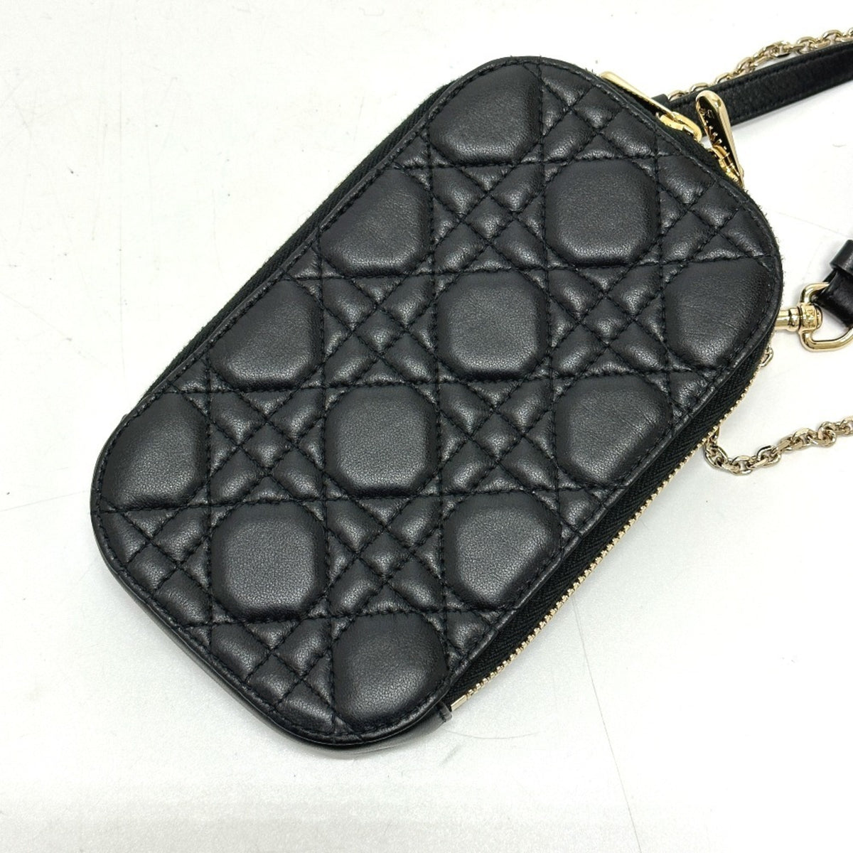 Christian Dior Cannage/Lady Dior Black Leather Shoulder Bag (Pre-Owned)