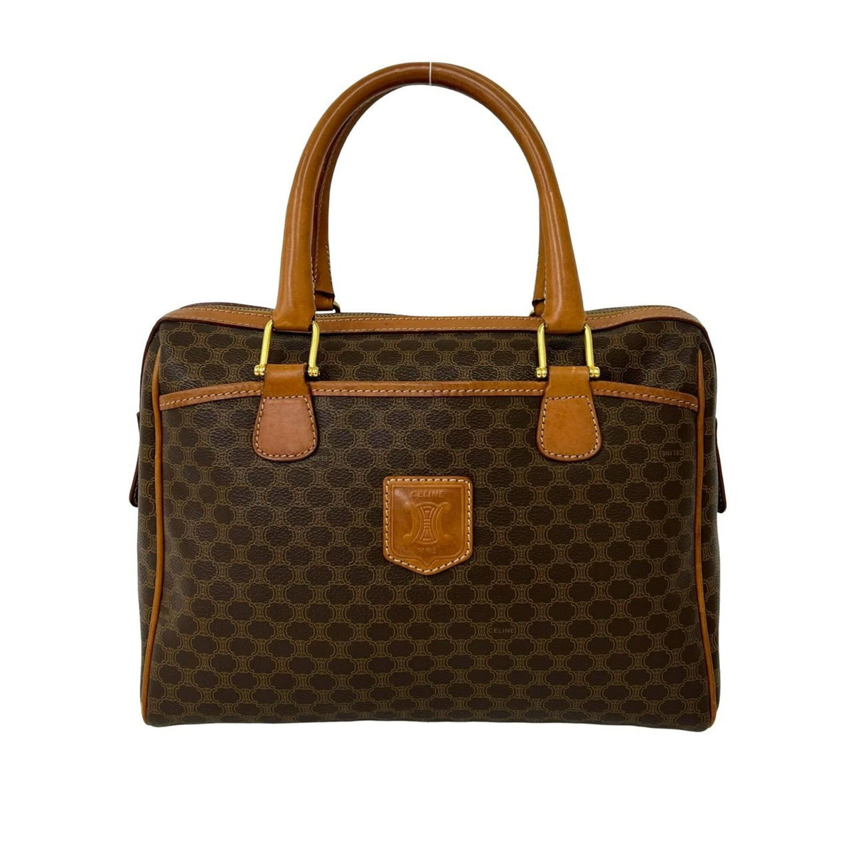 Celine Brown Pvc Leather Boston Bag Handbag Tote Bag (Pre-Owned)