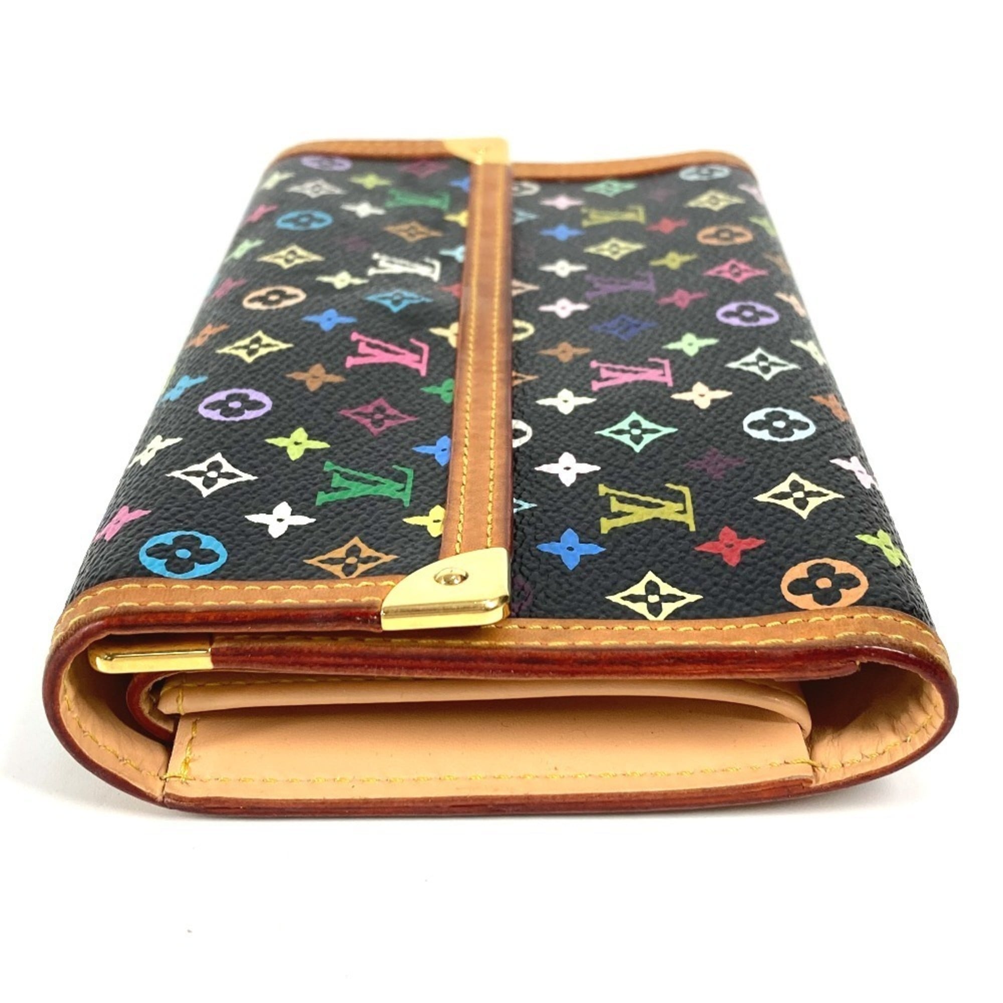Louis Vuitton Black Noir Monogram Multicolore Long Wallet (Tri-Fold) (Pre-Owned)