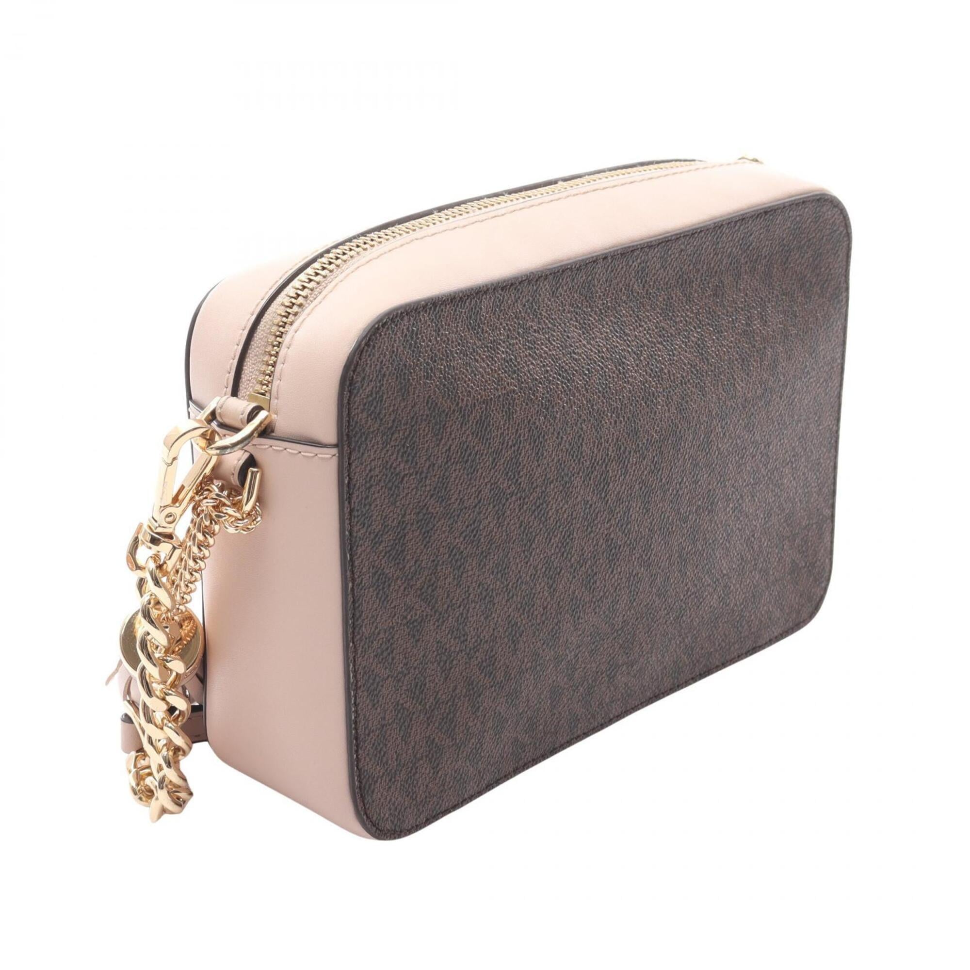 Michael Kors Brown Pink Coated Canvas Leather Handbag Shoulder Bag (Pre-Owned)