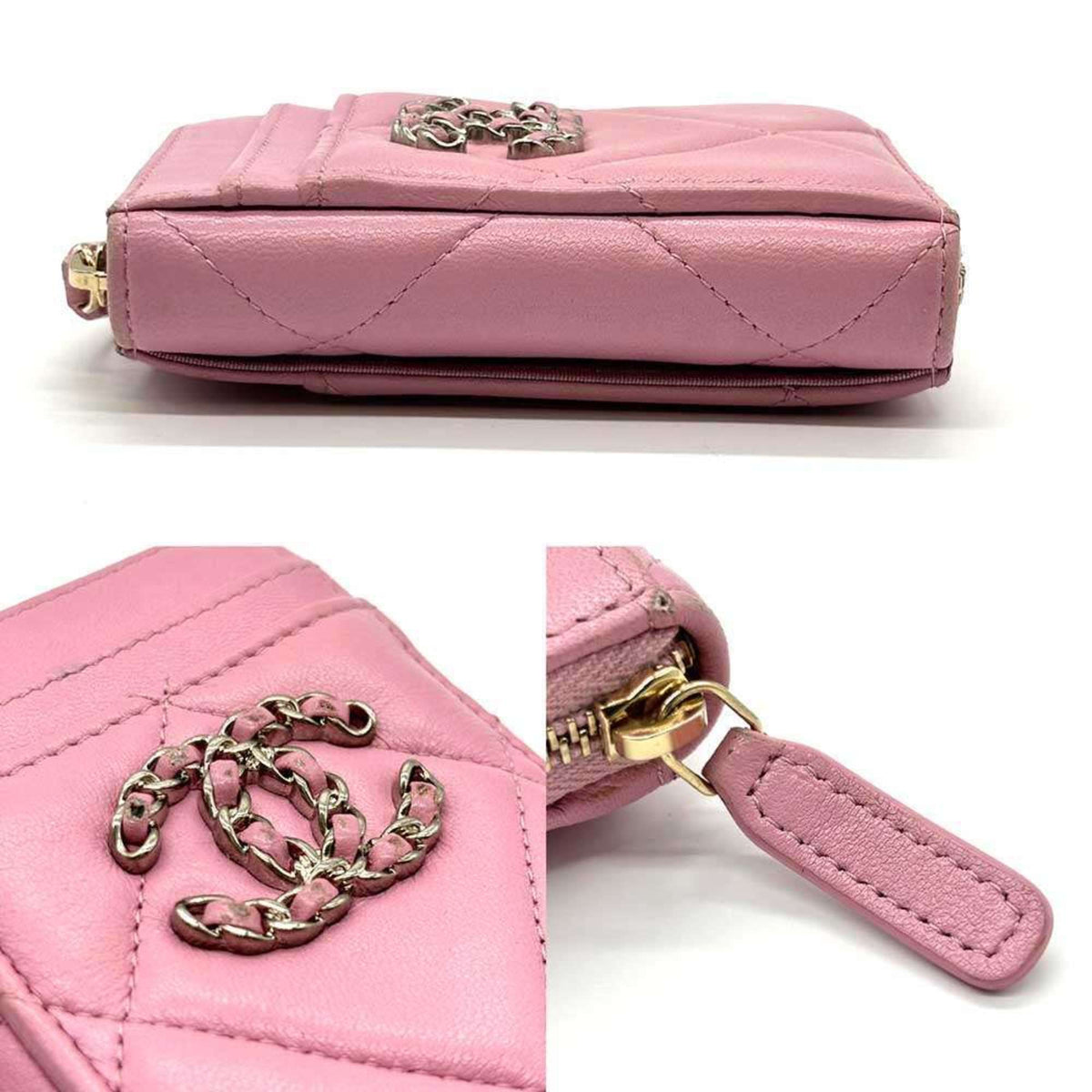 Chanel Pink Leather Coin Purse/Coin Case (Pre-Owned)