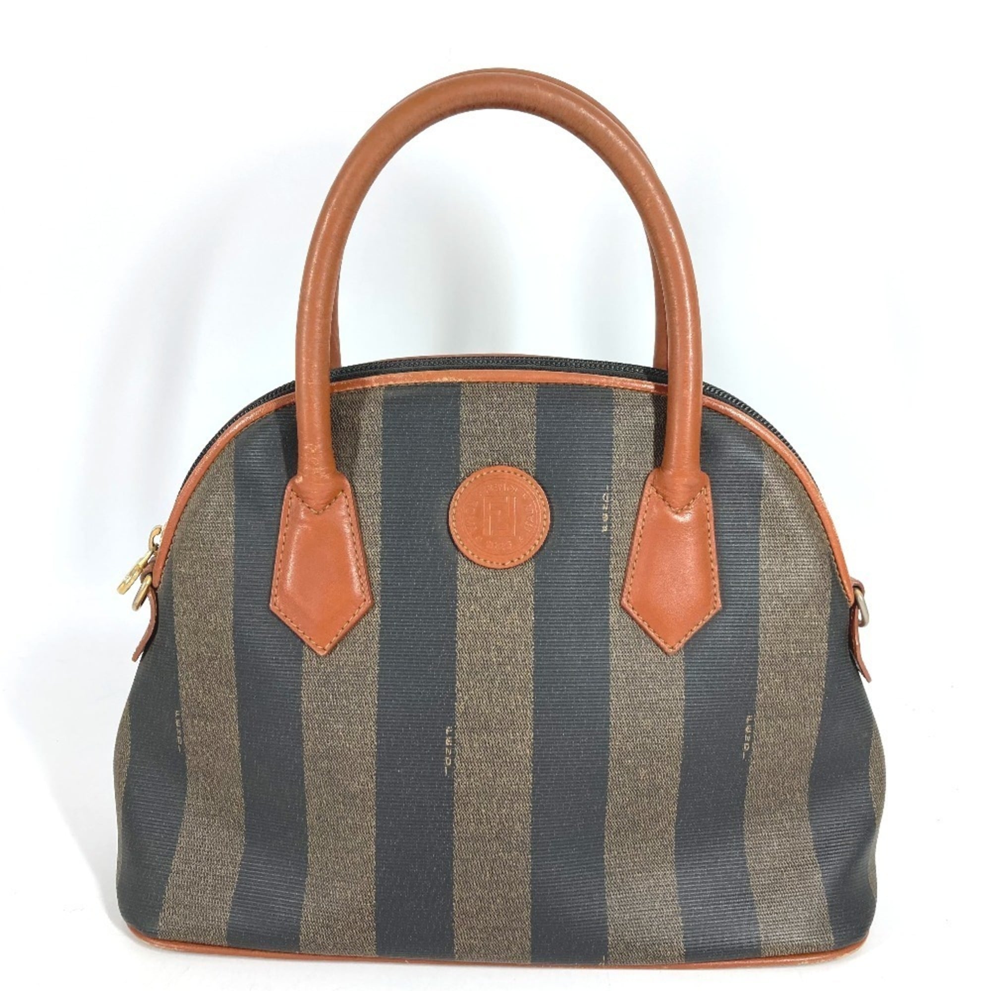 Fendi Brown Khaki Pvc Leather Handbag Tote Bag (Pre-Owned)