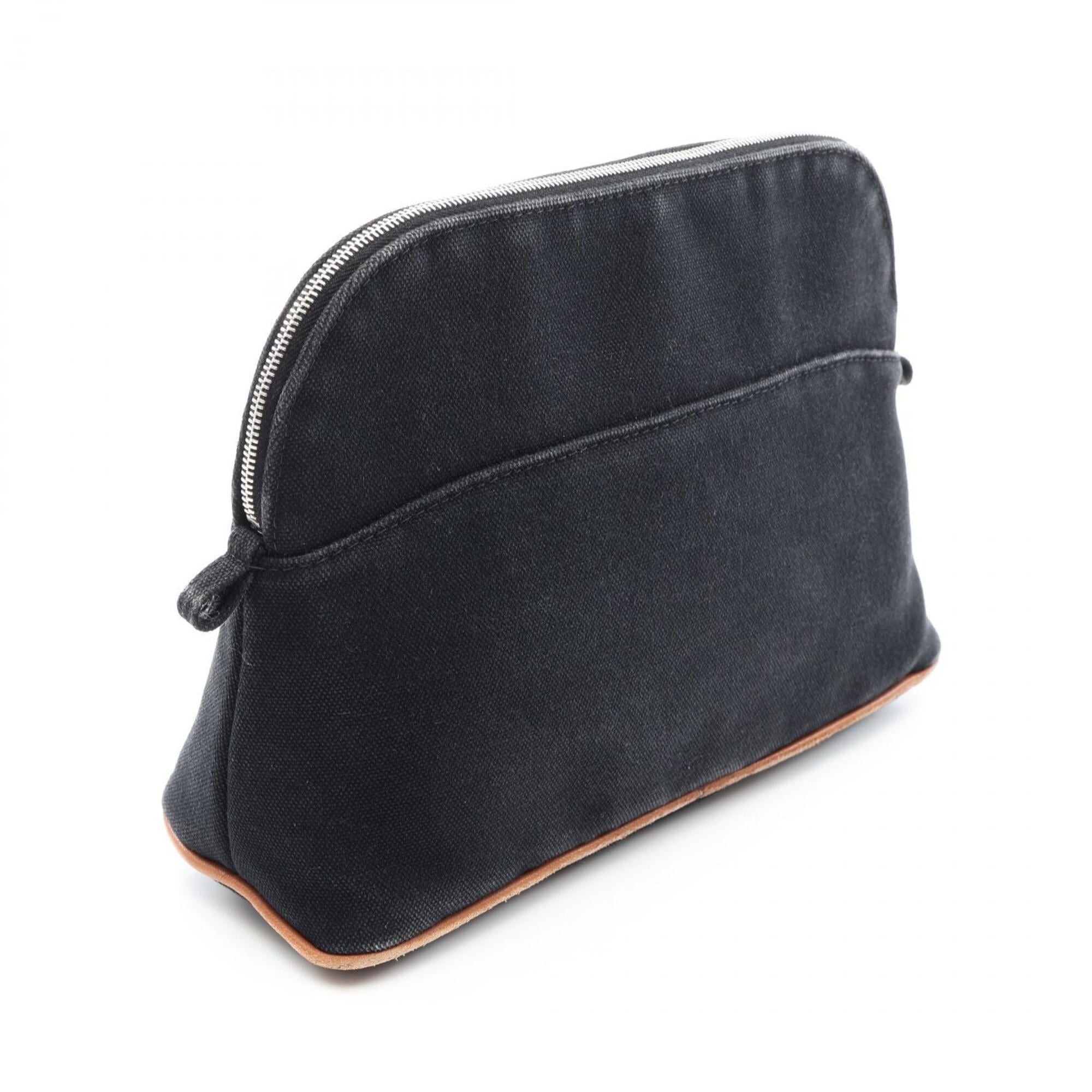 Hermes Bolide Black Canvas Leather Handbag (Pre-Owned)